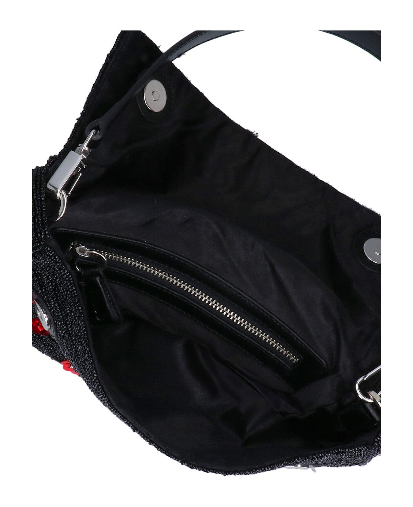 STAUD 
timmy Poppy
 Rhinestone Shoulder Bag - Black  