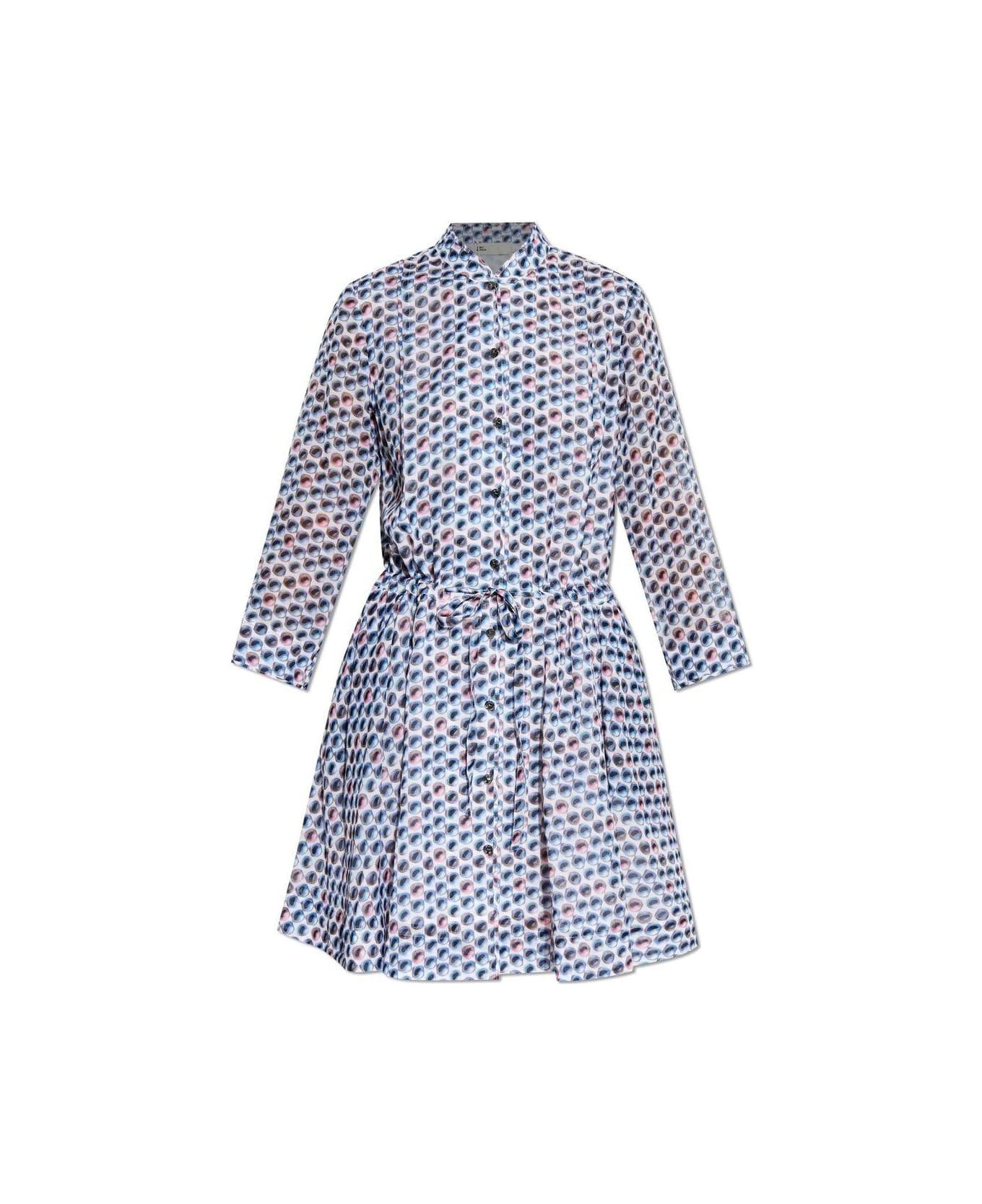 Tory Burch Printed Mini Shirt Dress - Blue Candy Dots