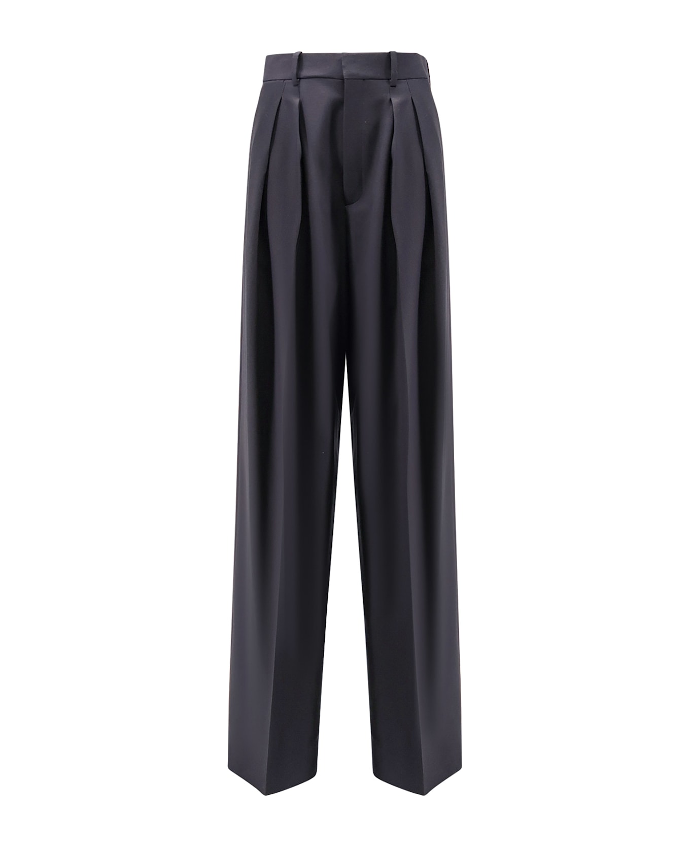 Saint Laurent Certified Wool Trousers With Wide Leg - Blue