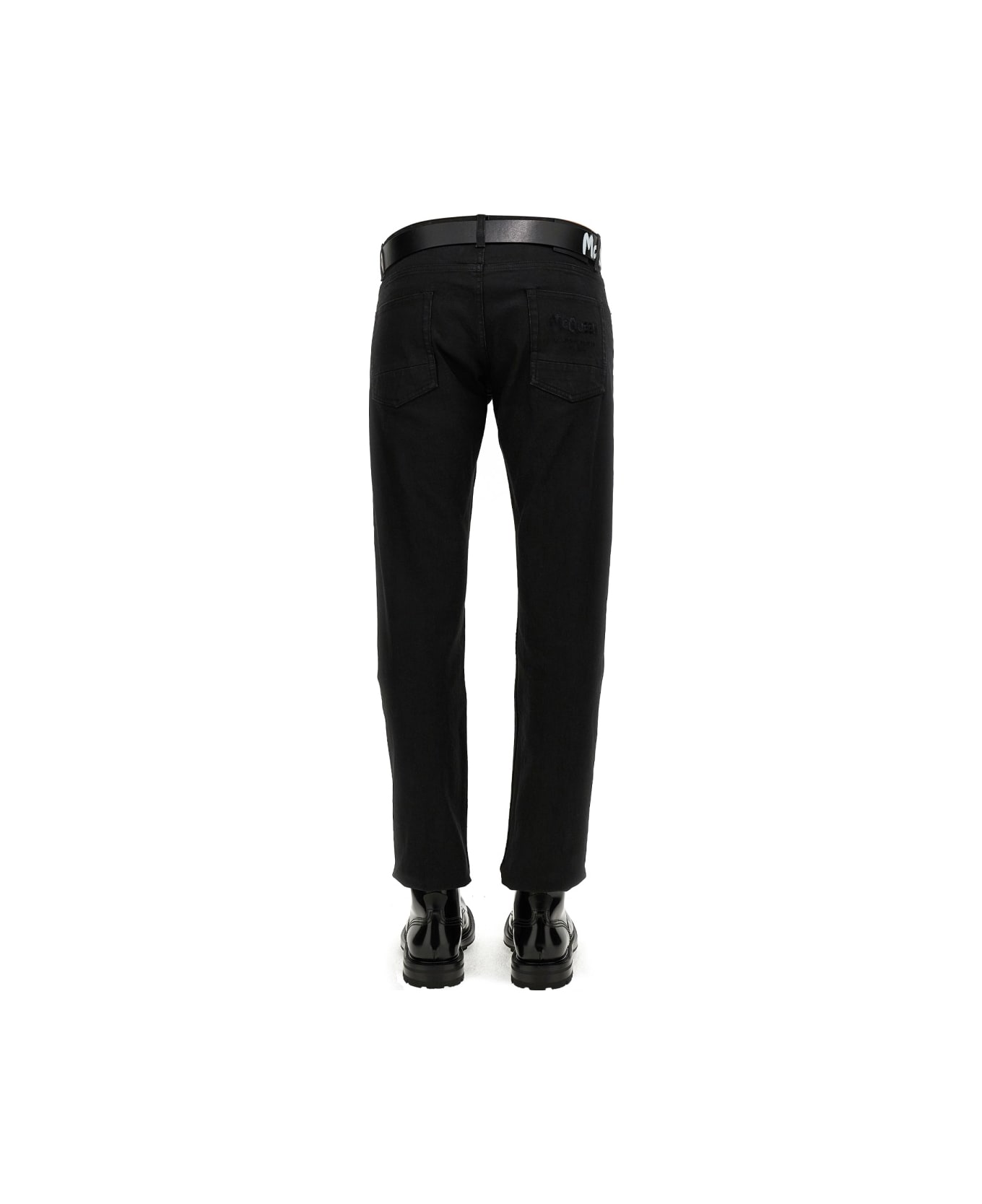 Alexander McQueen Jeans With Logo Embroidery - BLACK