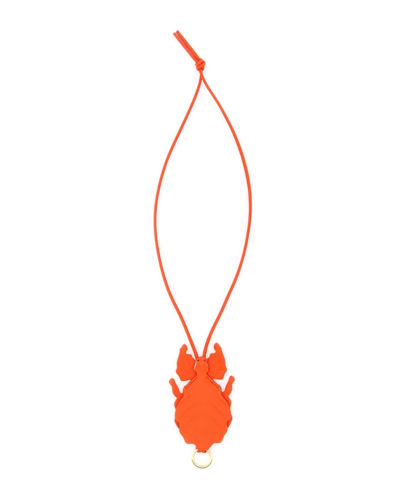 Loewe Dark Orange Leather Leaf Insect Keyring - VIVIDORANGE