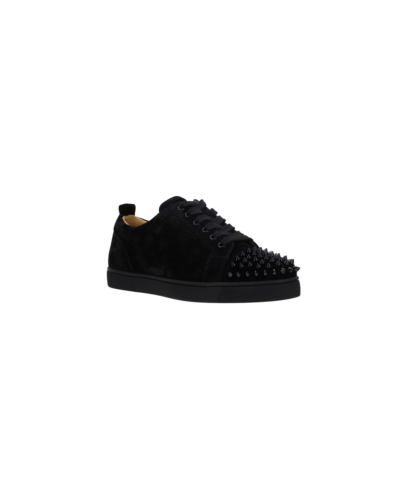 Christian Louboutin Louis Junior Spikes Veau Velours Sneakers - Black