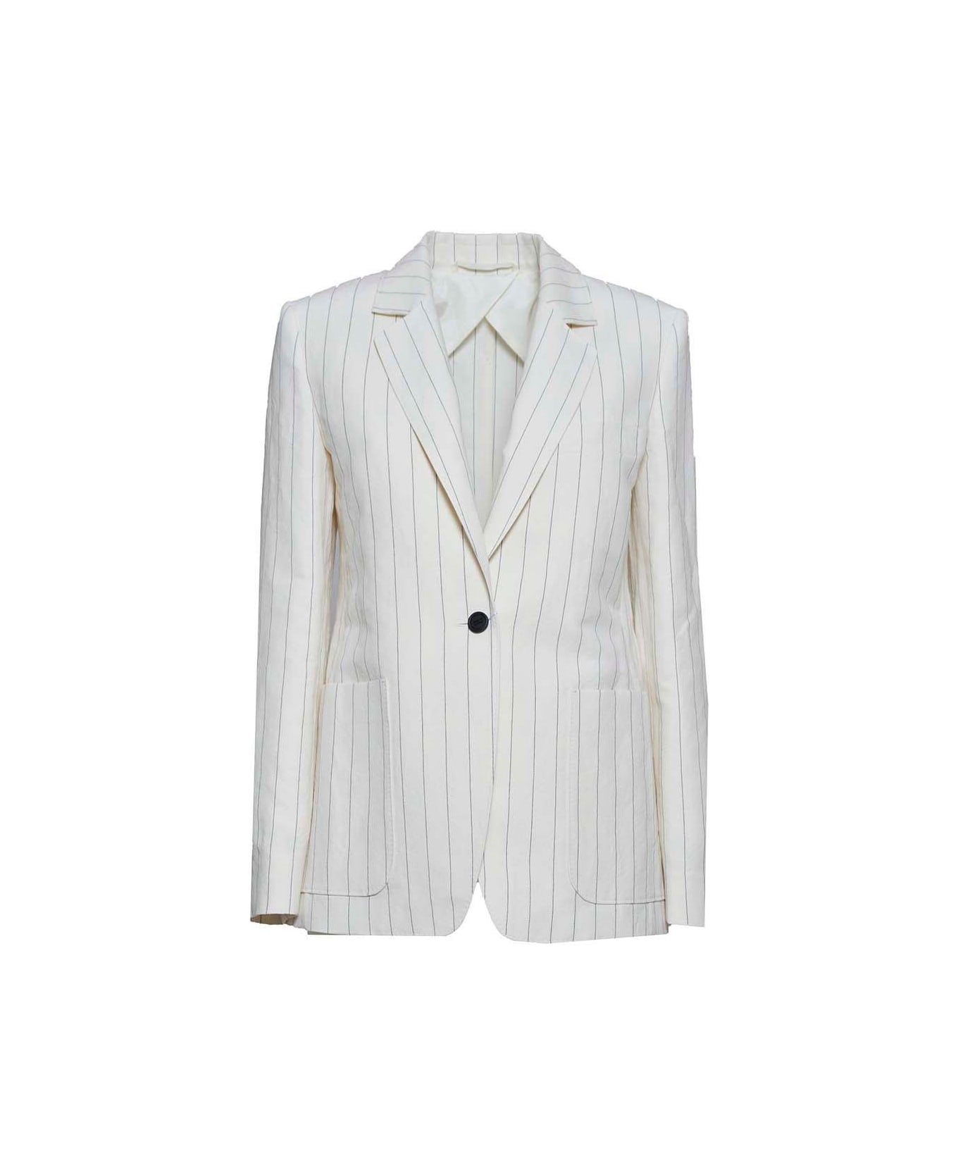 Max Mara Striped Single-breasted Jacket - White ブレザー