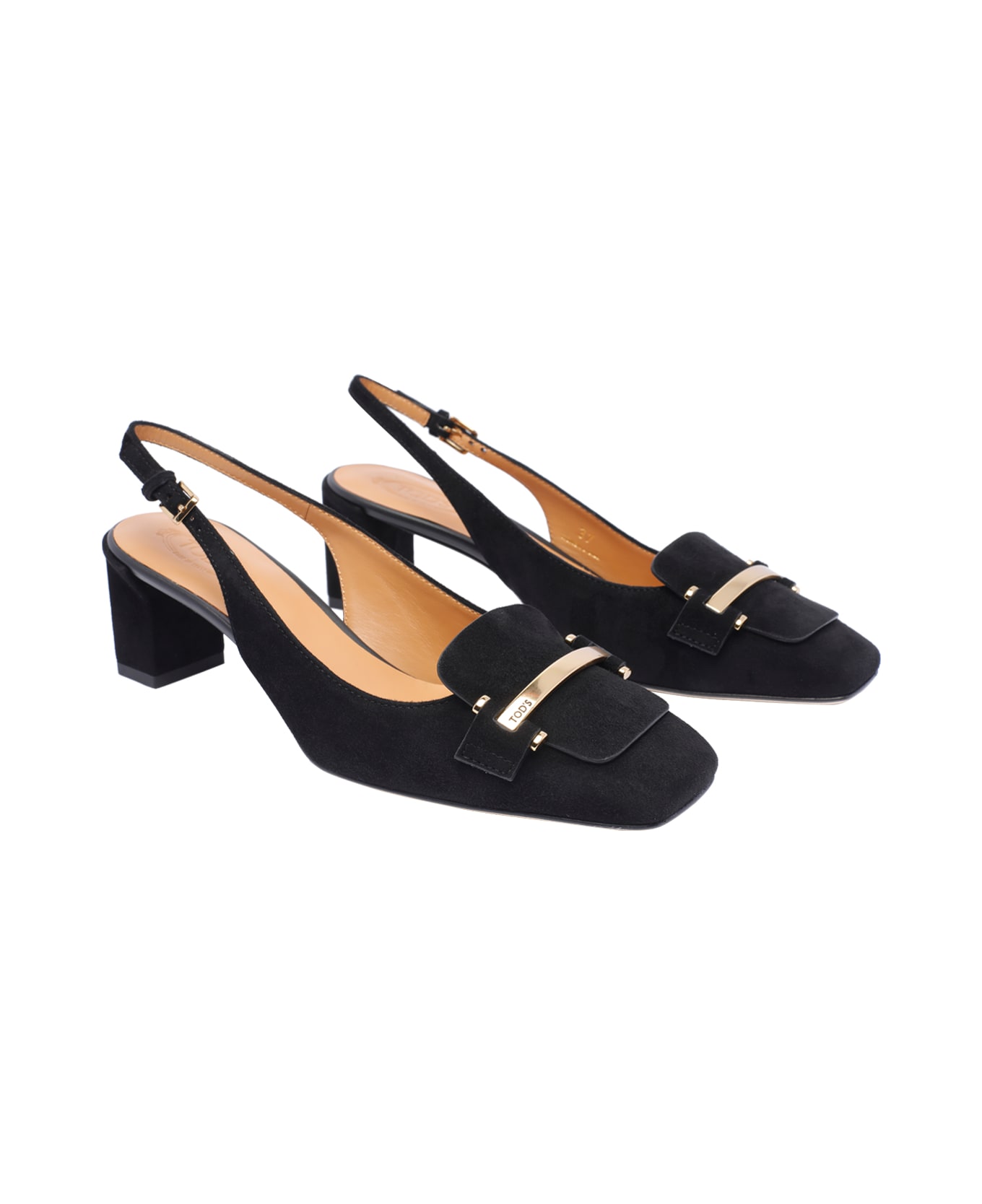 Tod
s Suede Slingback Pumps - Black