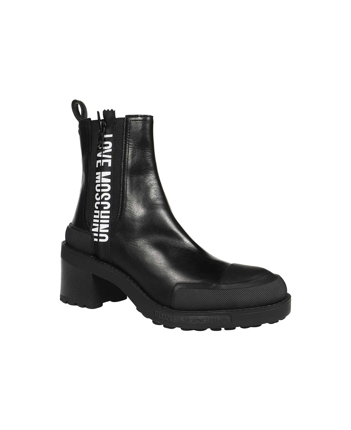 Love Moschino Leather Ankle Boots - black