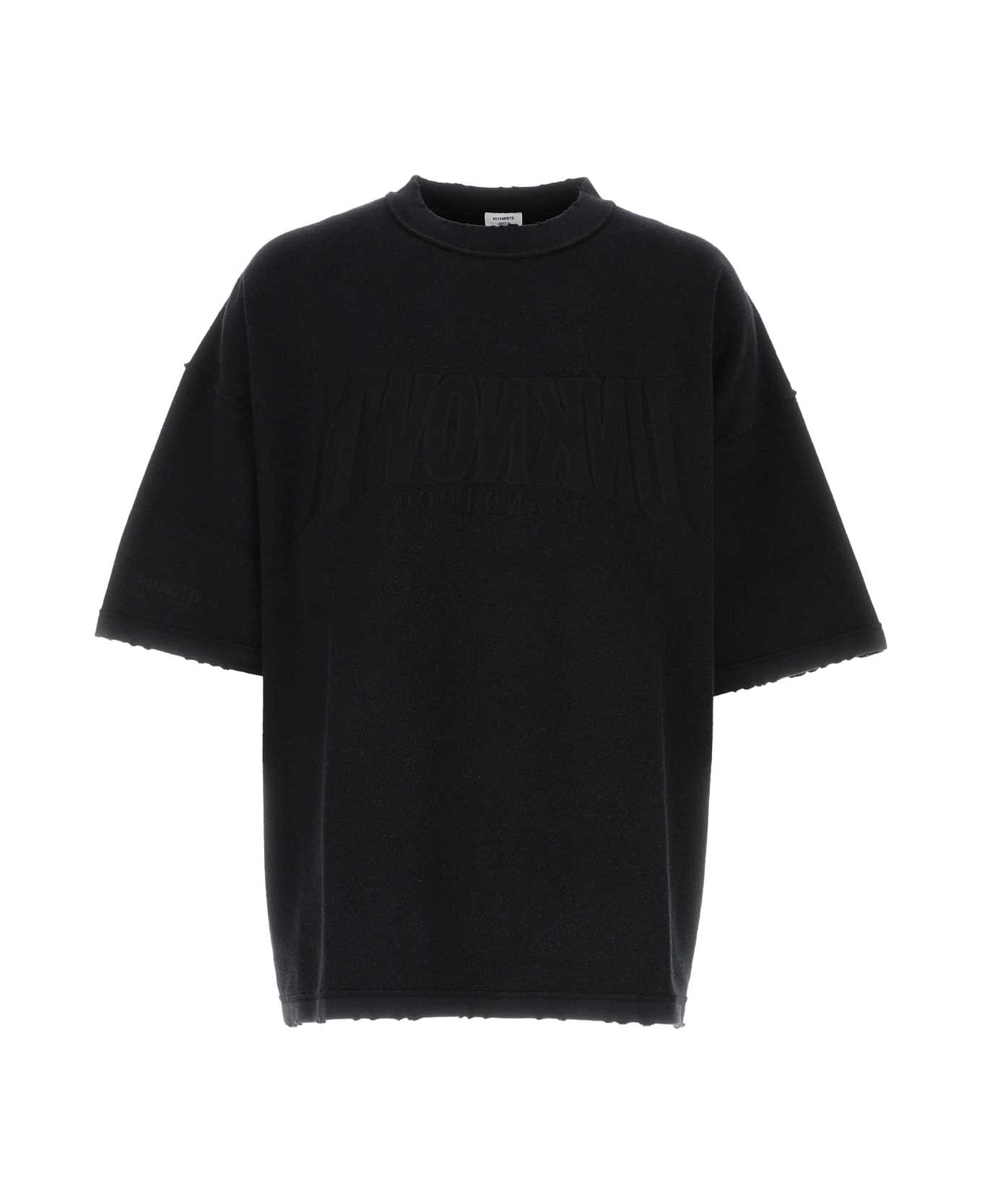 VETEMENTS Black Cotton Blend Oversize T-shirt - DIRTYBLACK