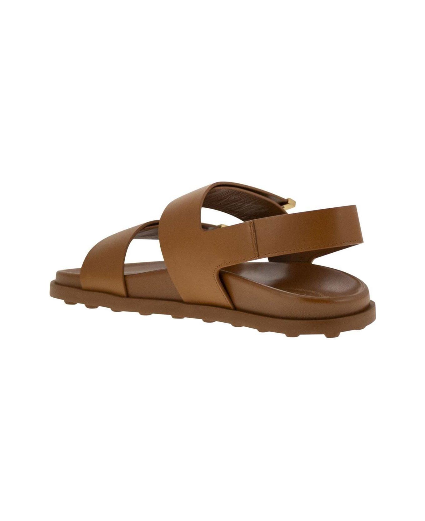 Tod
s Logo Engraved Slip-on Sandals - Kenia Scuro