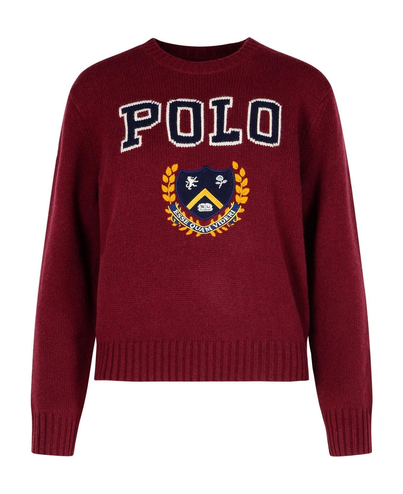 Polo Ralph Lauren Ribbed Crewneck Jumper - Bordeaux