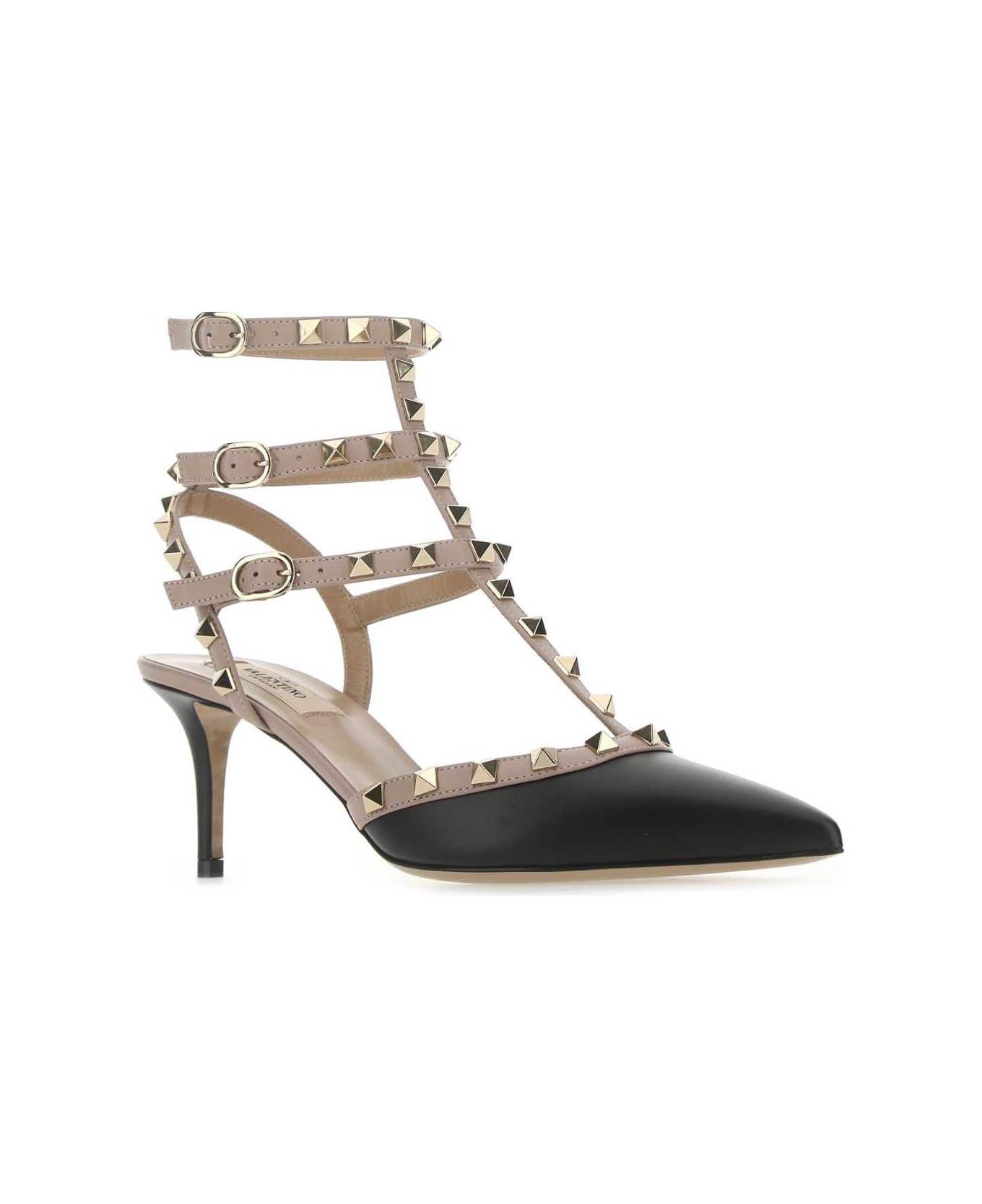 Valentino Garavani Two-tone Leather Rockstud Pumps - NEROPOUDRE