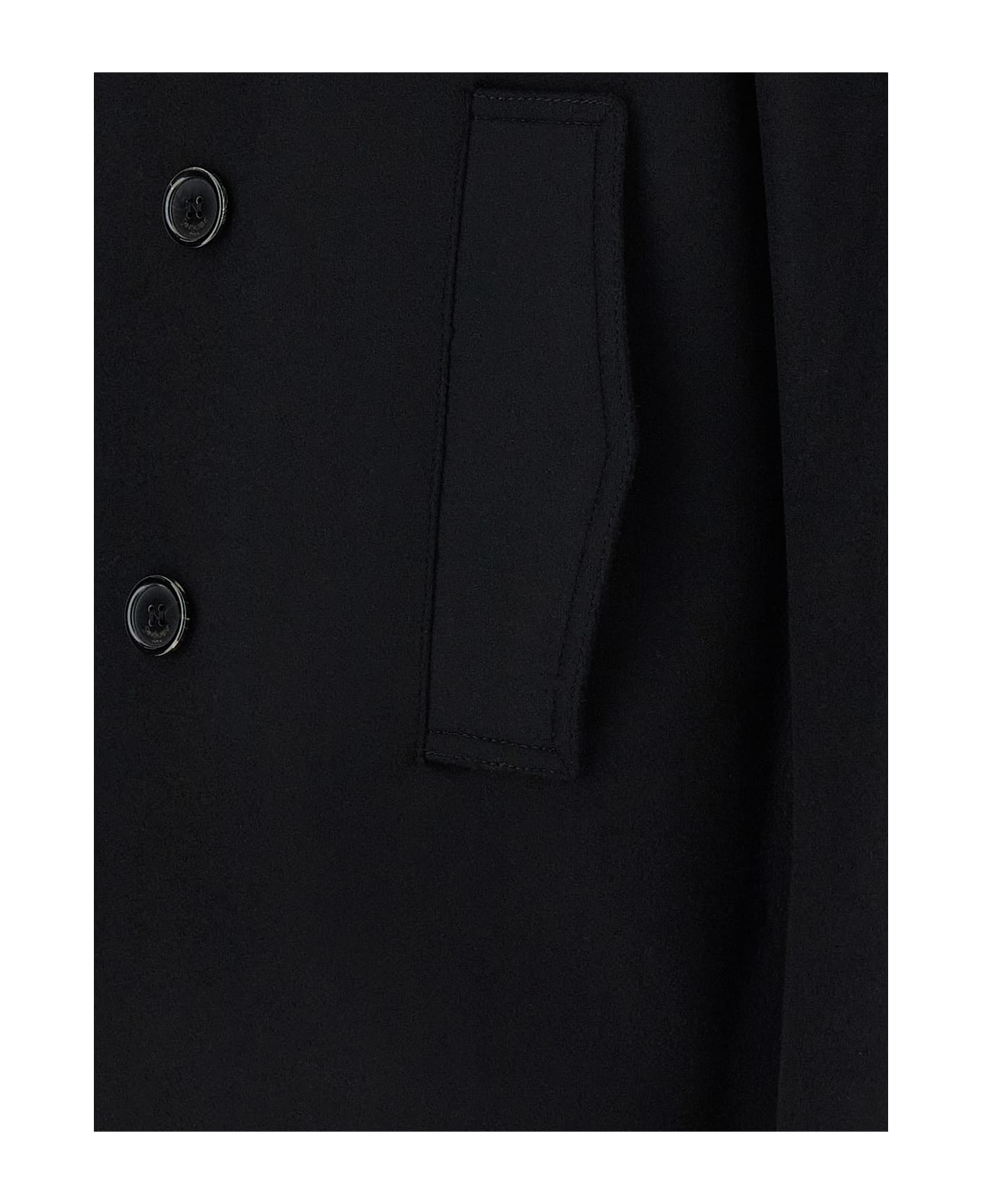 Saint Laurent Wool Coat - Black