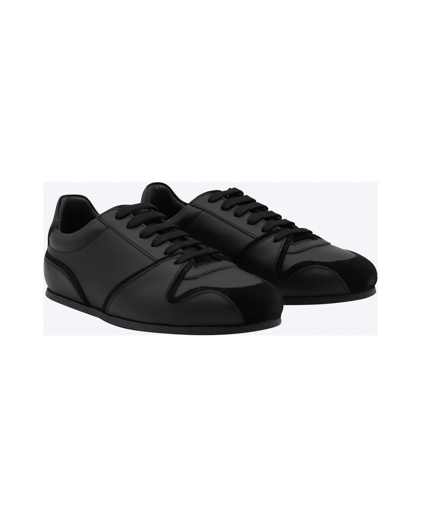 Moschino Black Leather Sneakers - Black