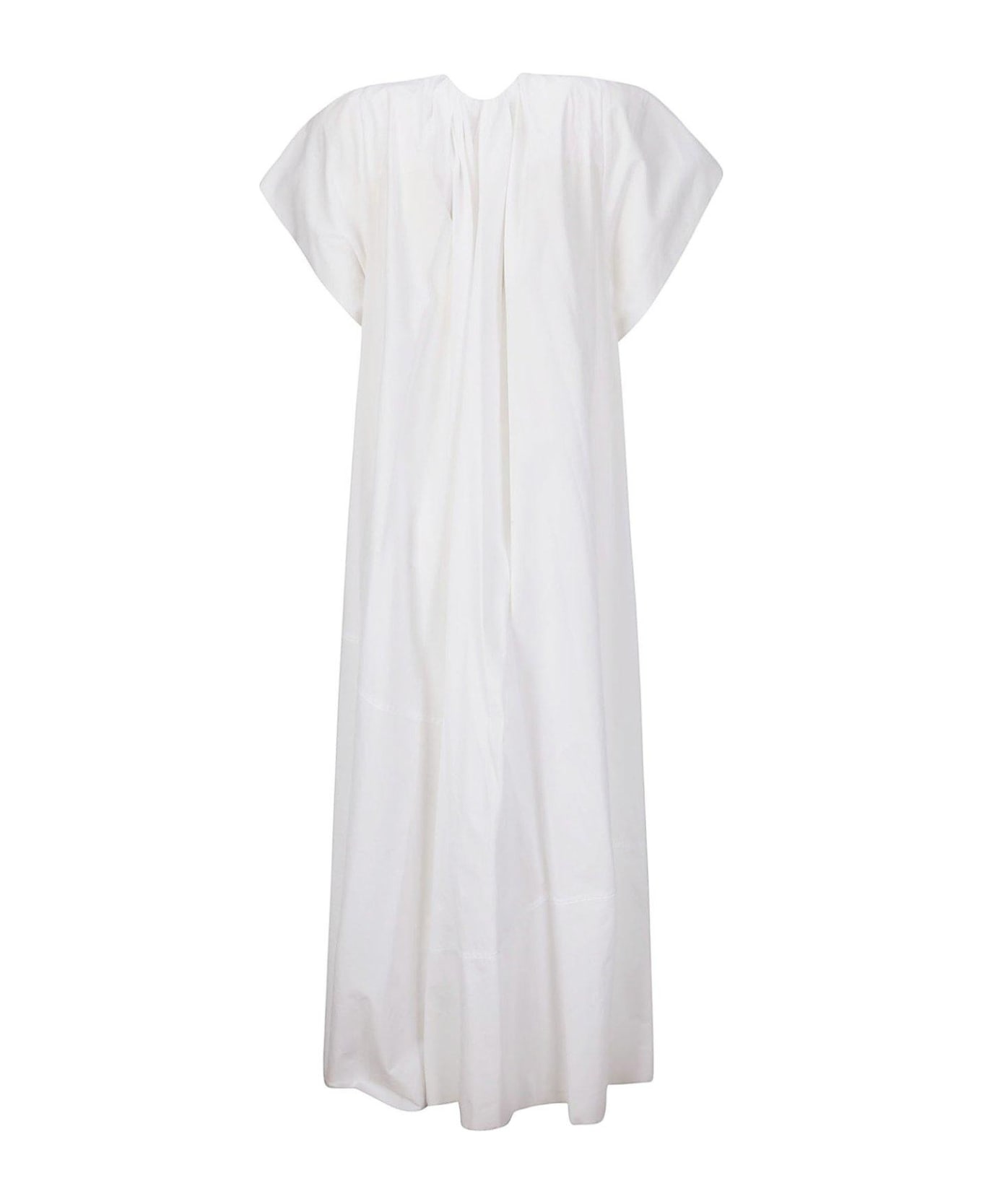MM6 Maison Margiela Gathered Neck Poplin Maxi Dress - WHITE ワンピース＆ドレス