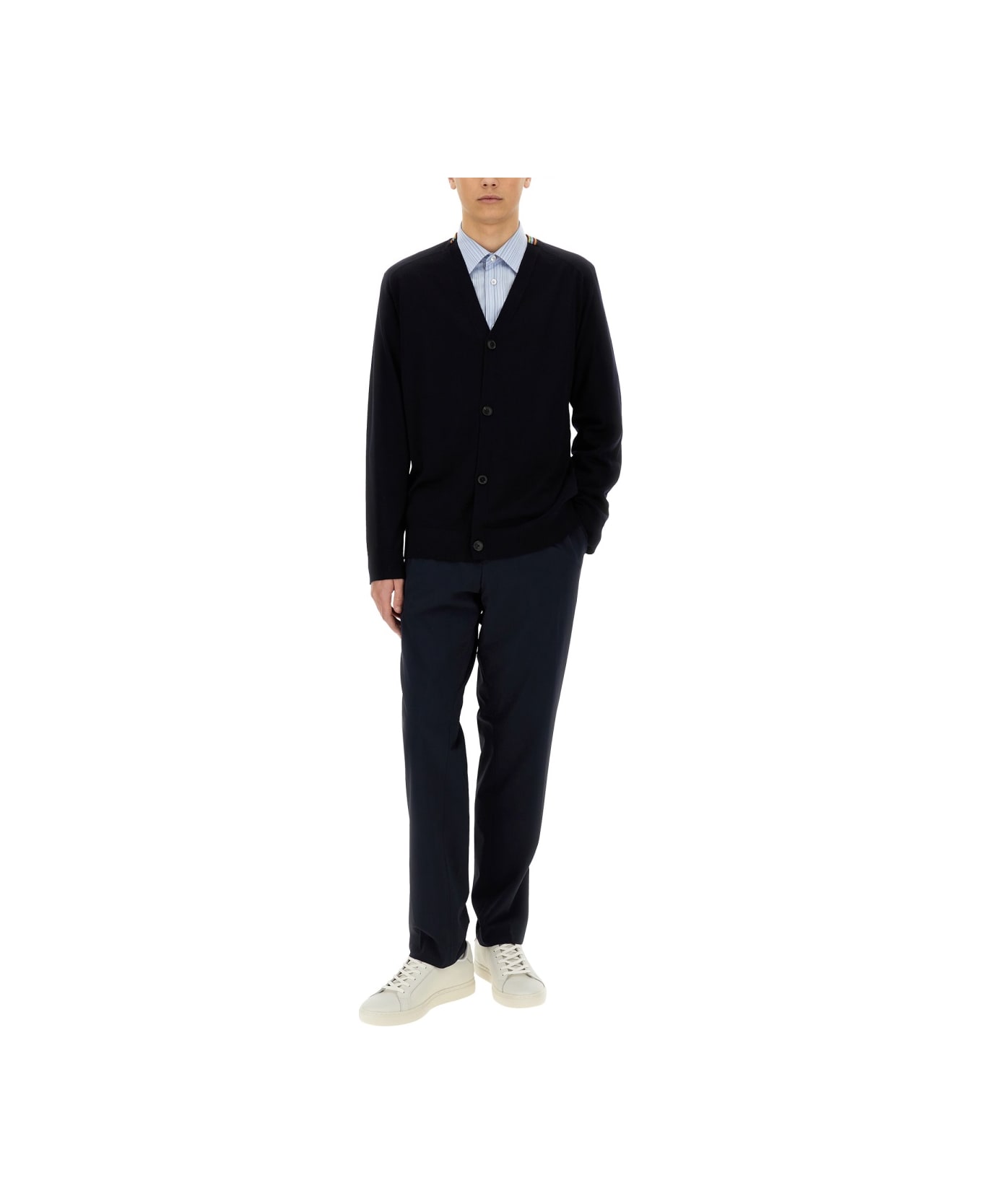 Paul Smith Merino Wool Cardigan - BLUE