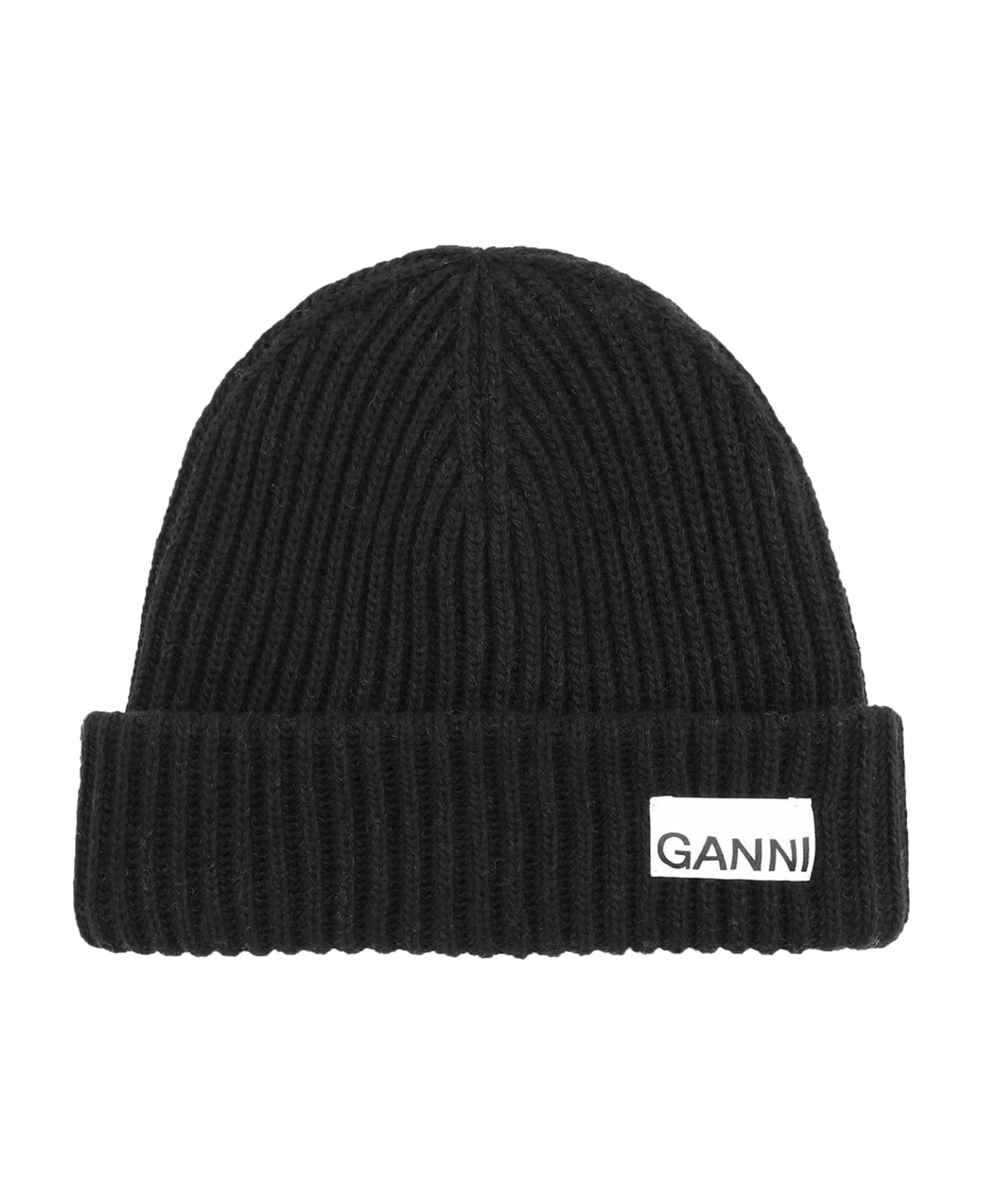 Ganni Structured Rib Beanie - Black