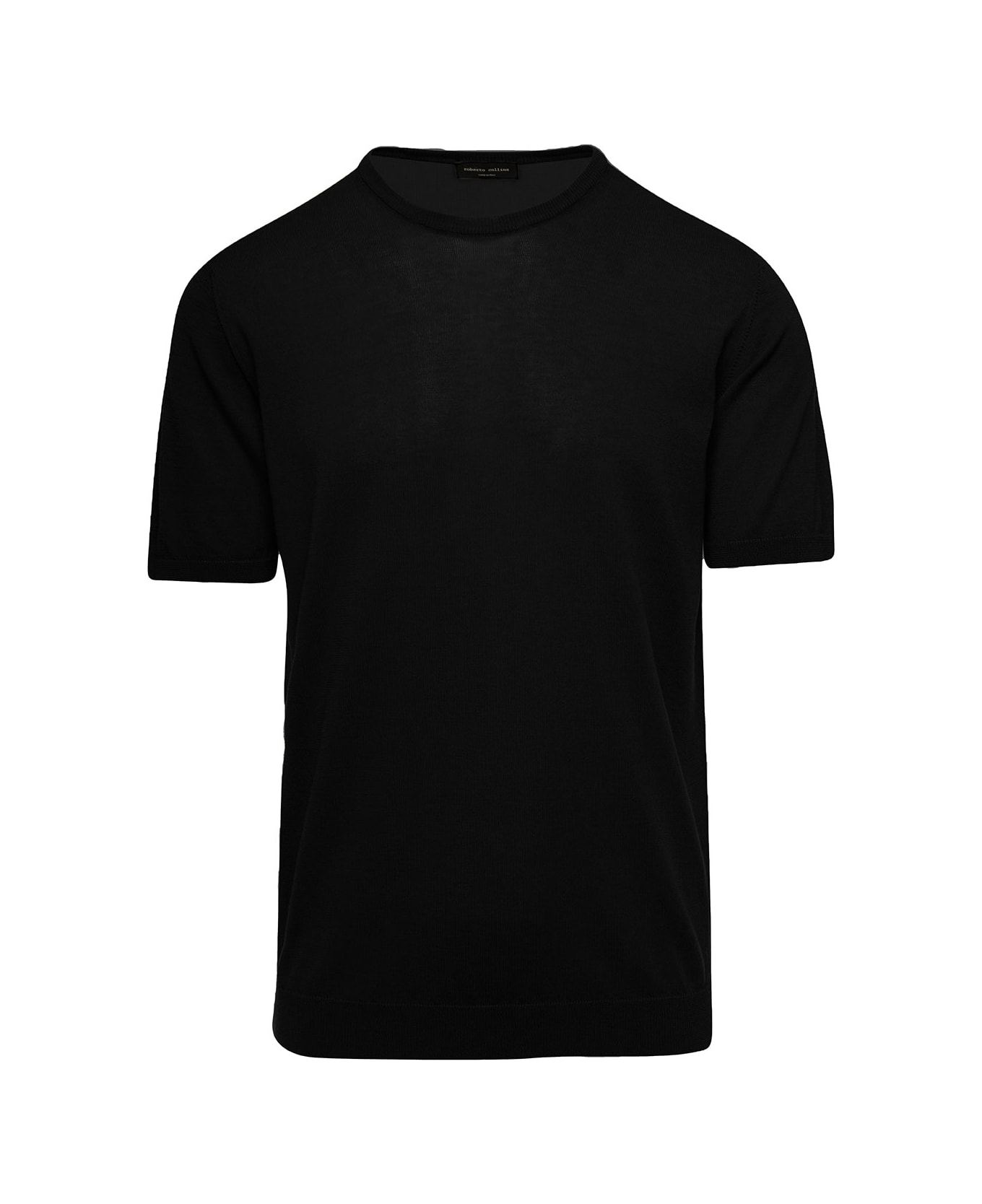 Roberto Collina Black Crewneck T-shirt In Cotton Man - BLACK