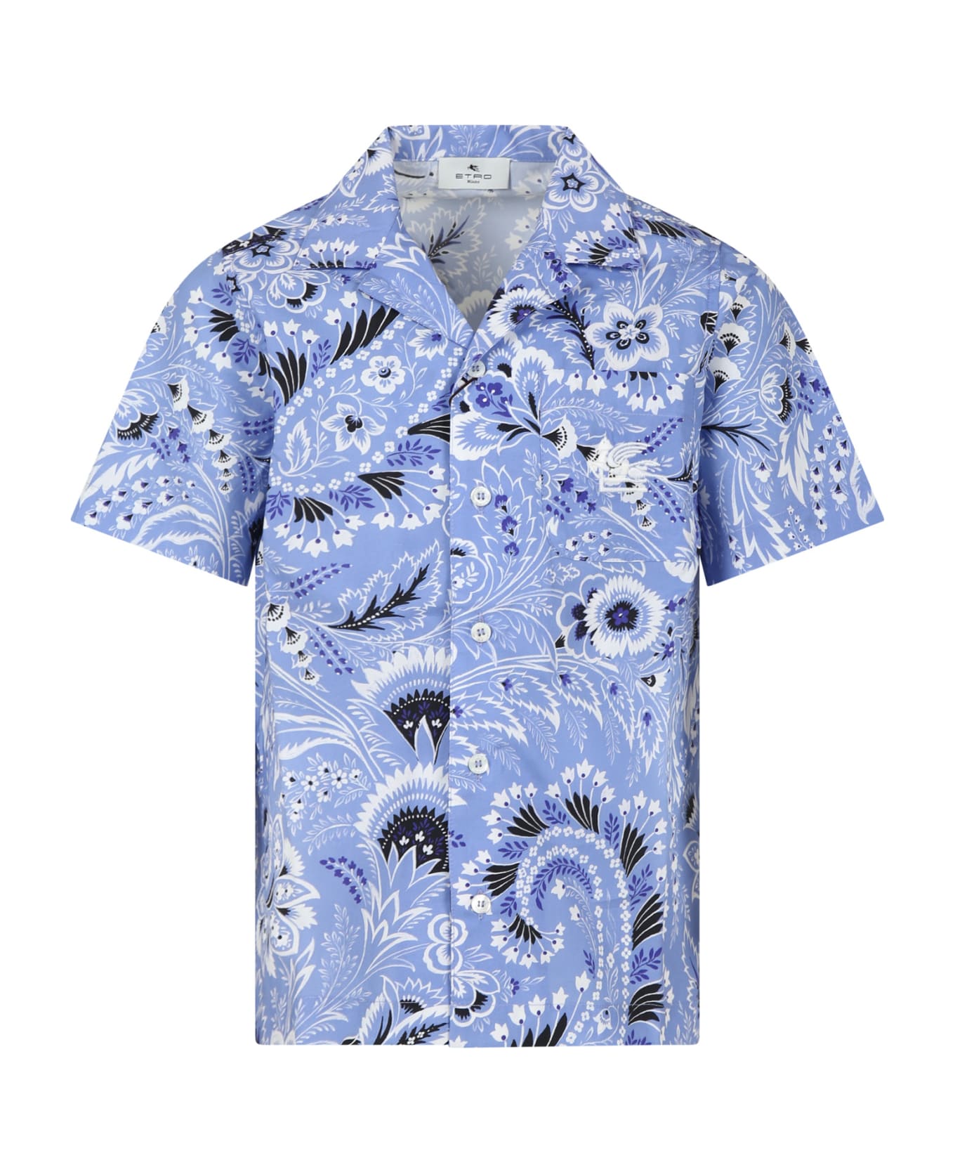 Etro Sky Blue Shirt For Boy With Paisley Pattern - Light Blue