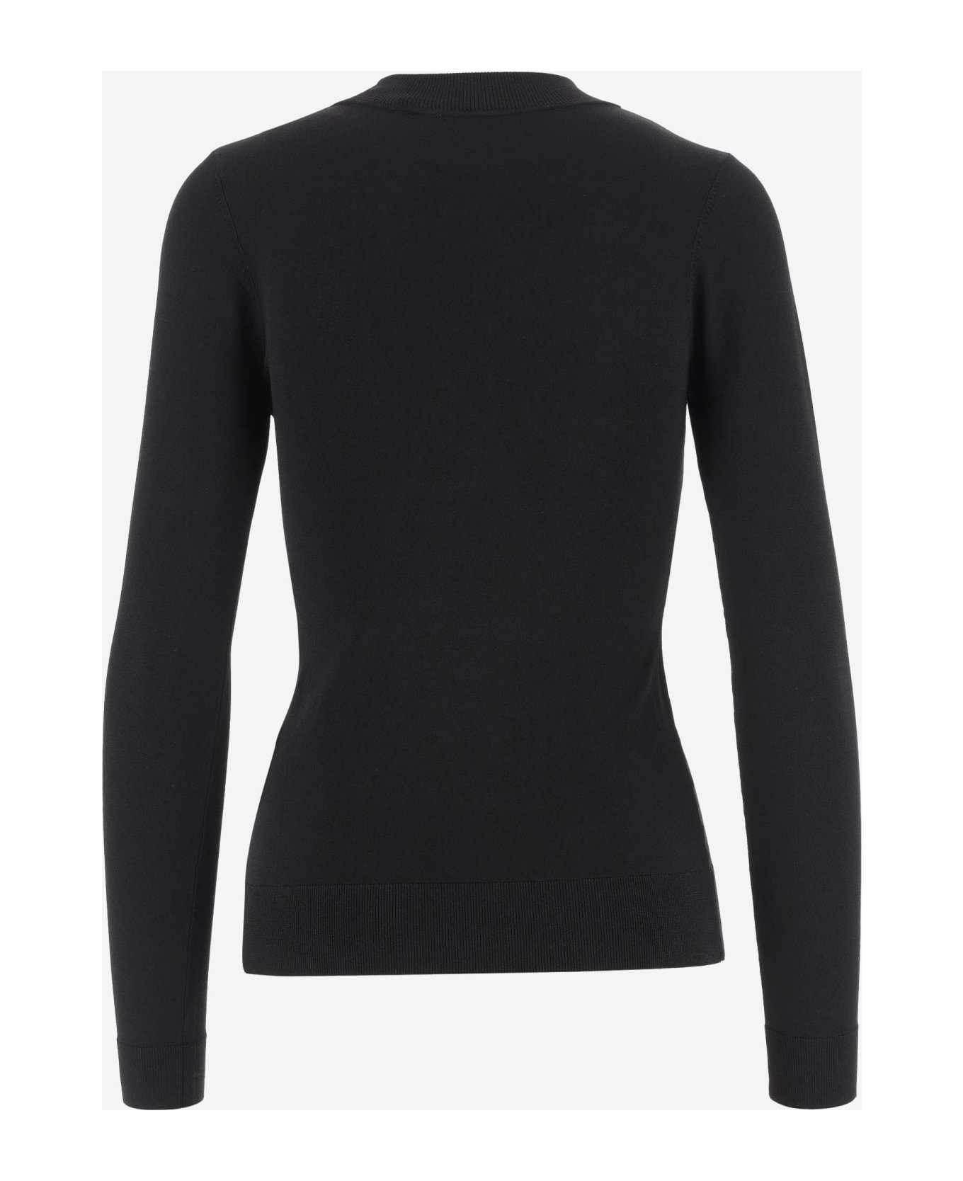 Karl Lagerfeld Stretch Viscose Pullover With Logo - Black