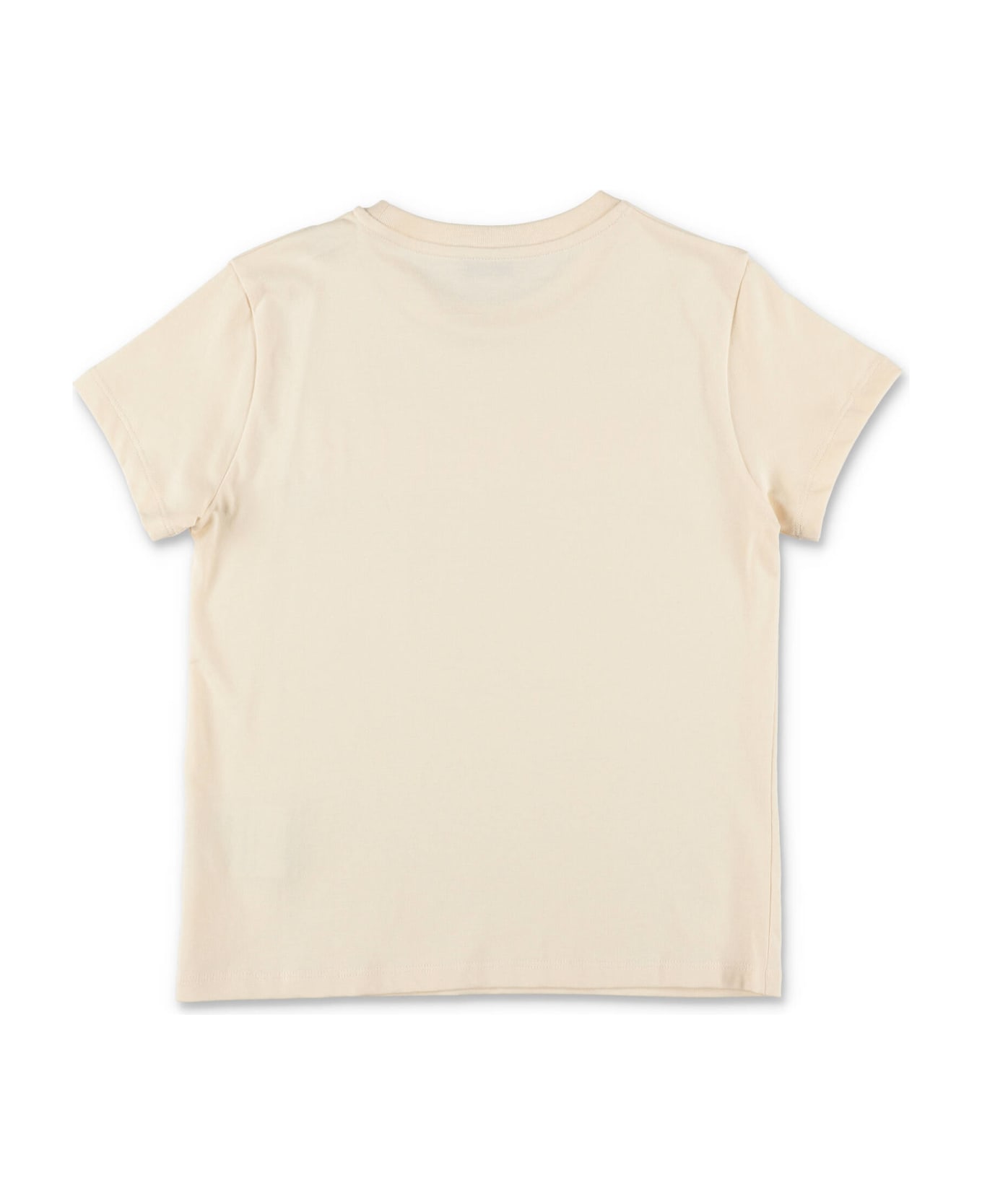 Moncler T-shirt Crema In Jersey Di Cotone Bambina - Crema