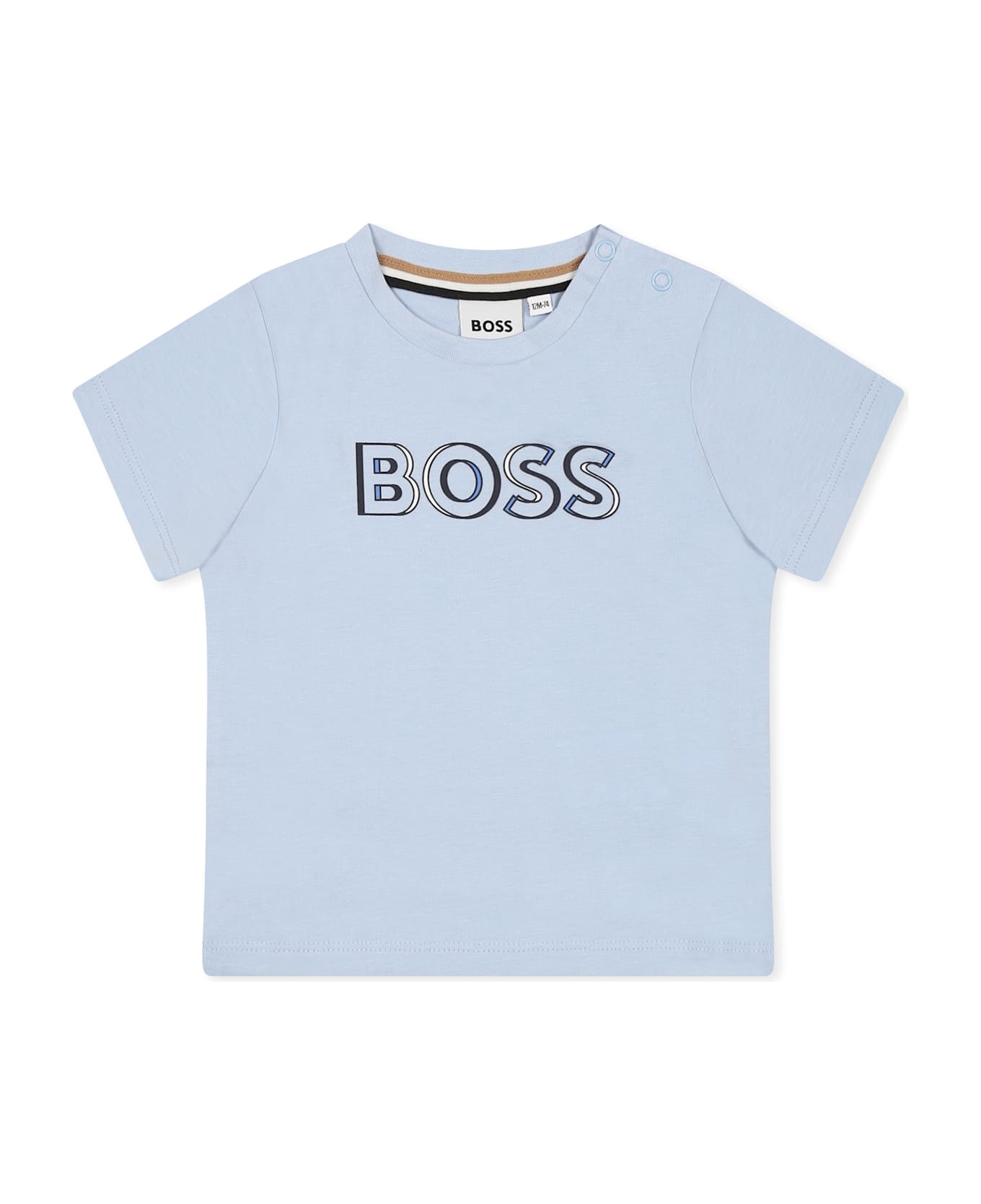 Hugo Boss Light Blue T-shirt For Baby Boy With Logo - Light Blue