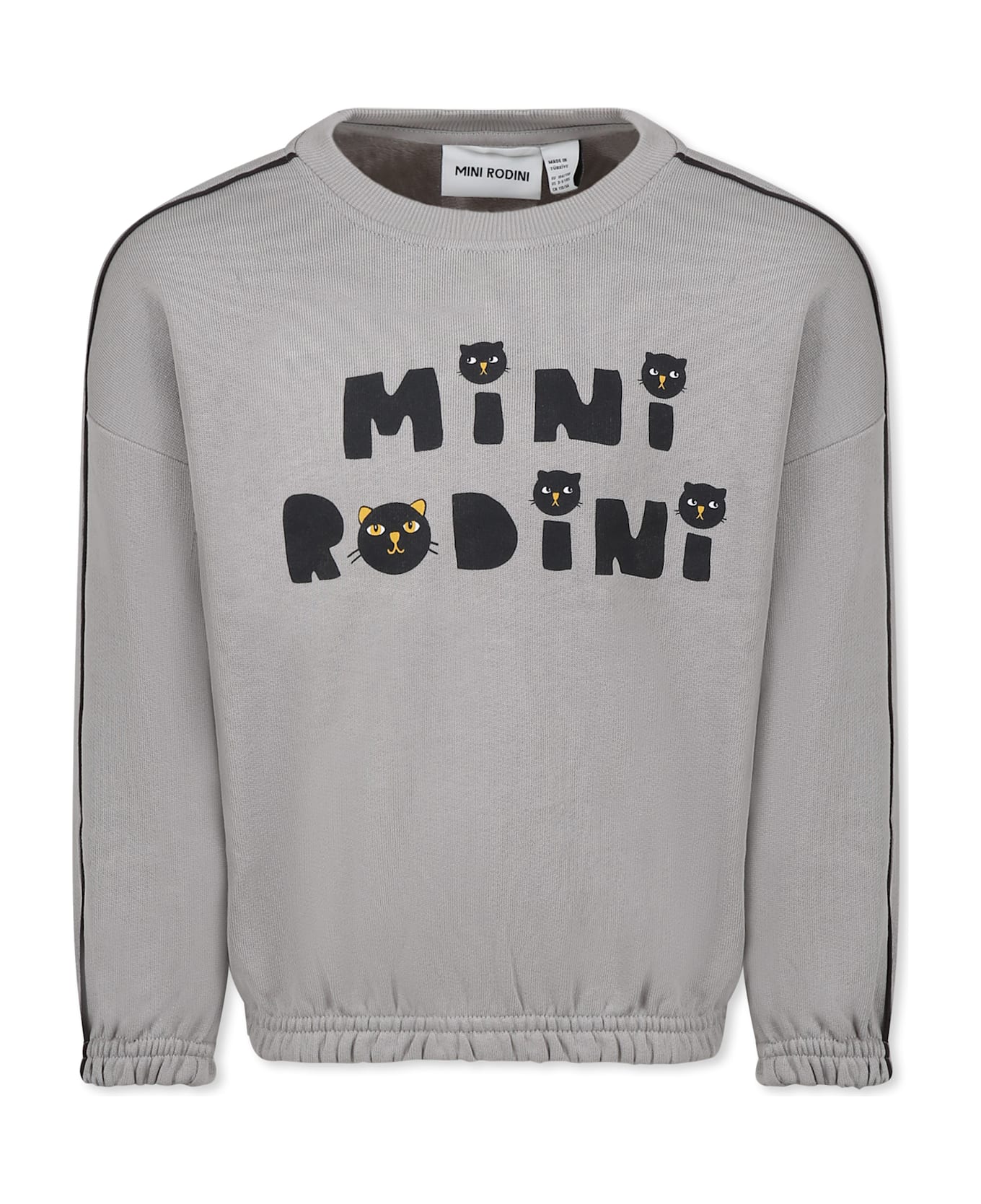 Mini Rodini Grey Sweathirt For Kids With Cats - Grey