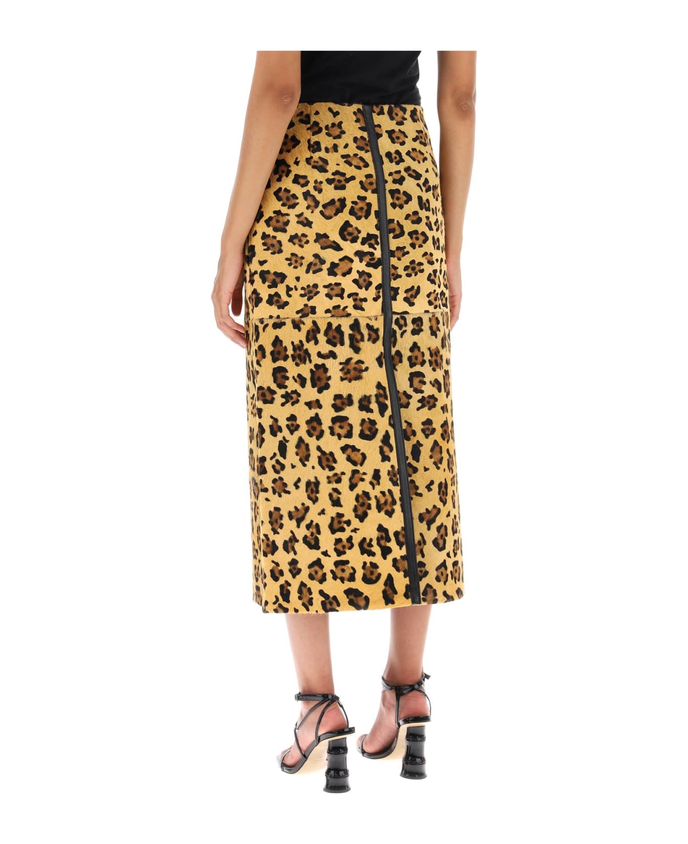 Saks Potts 'carolyn' Midi Skirt In Leopard Ponyskin - LEOPARD (Beige) スカート