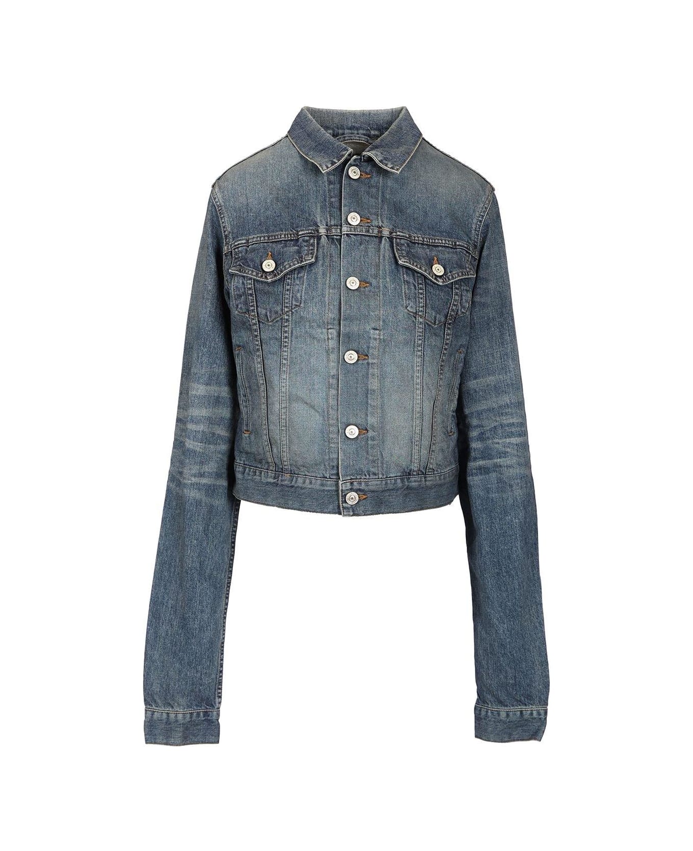 Balenciaga Collared Button-up Denim Jacket - Blue