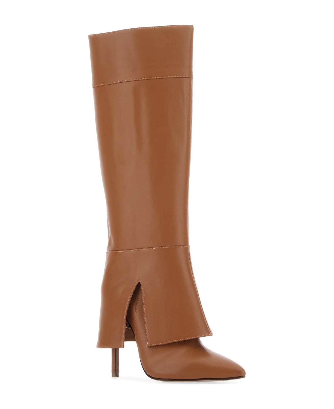 Andrea Wazen Brown Leather Boots - HAZLNUT