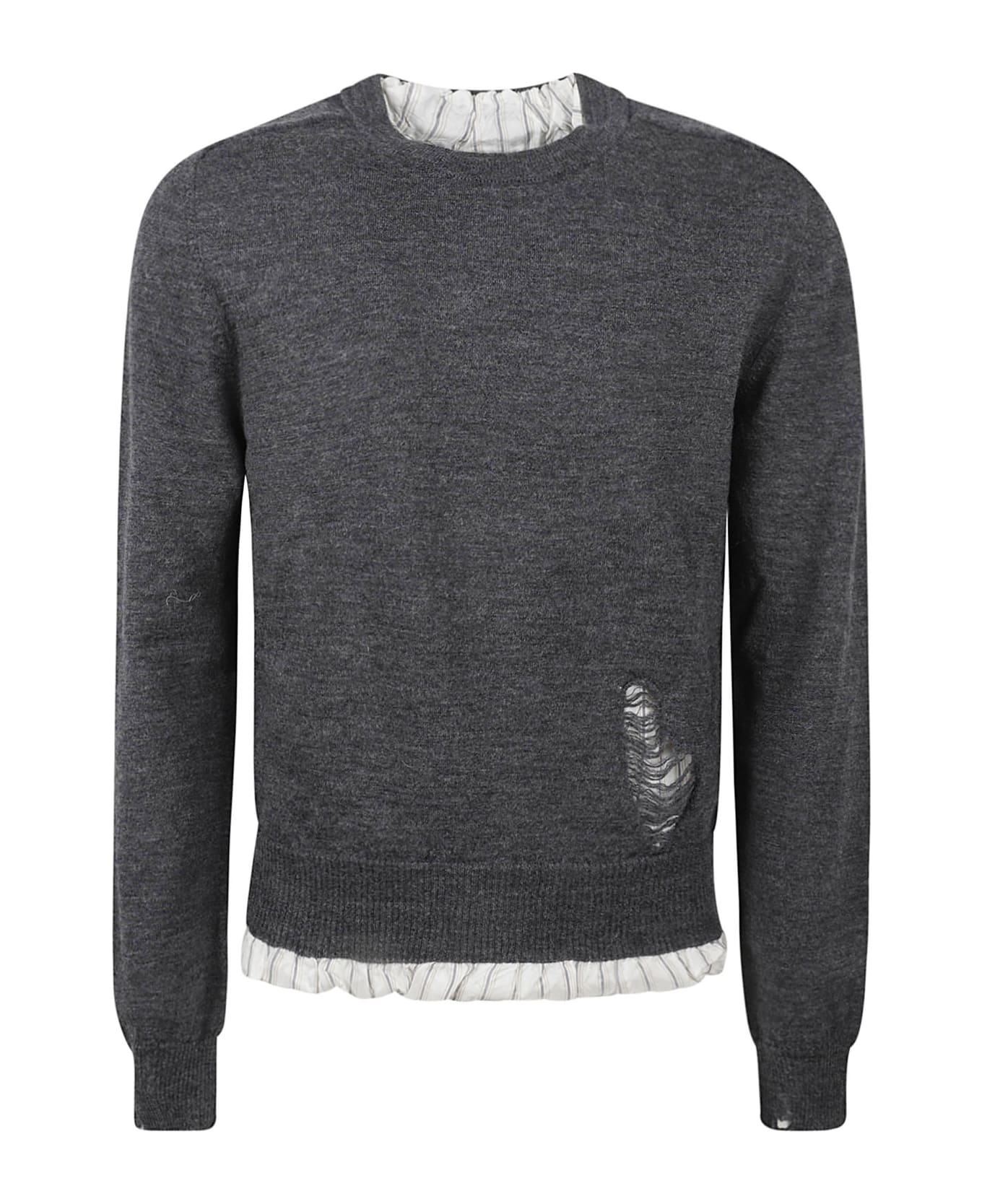 Maison Margiela Distressed Rib Sweatshirt - Dark Grey ニットウェア