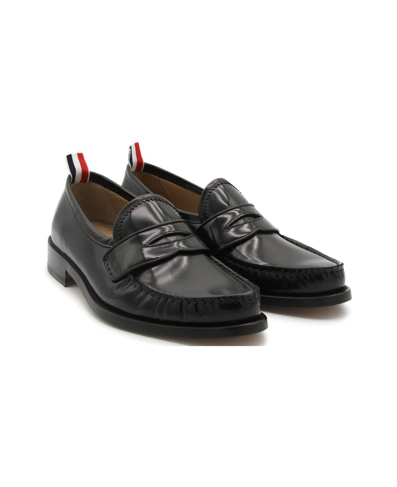 Thom Browne Almond Toe Penny-slot Loafers - Black ローファー＆デッキシューズ