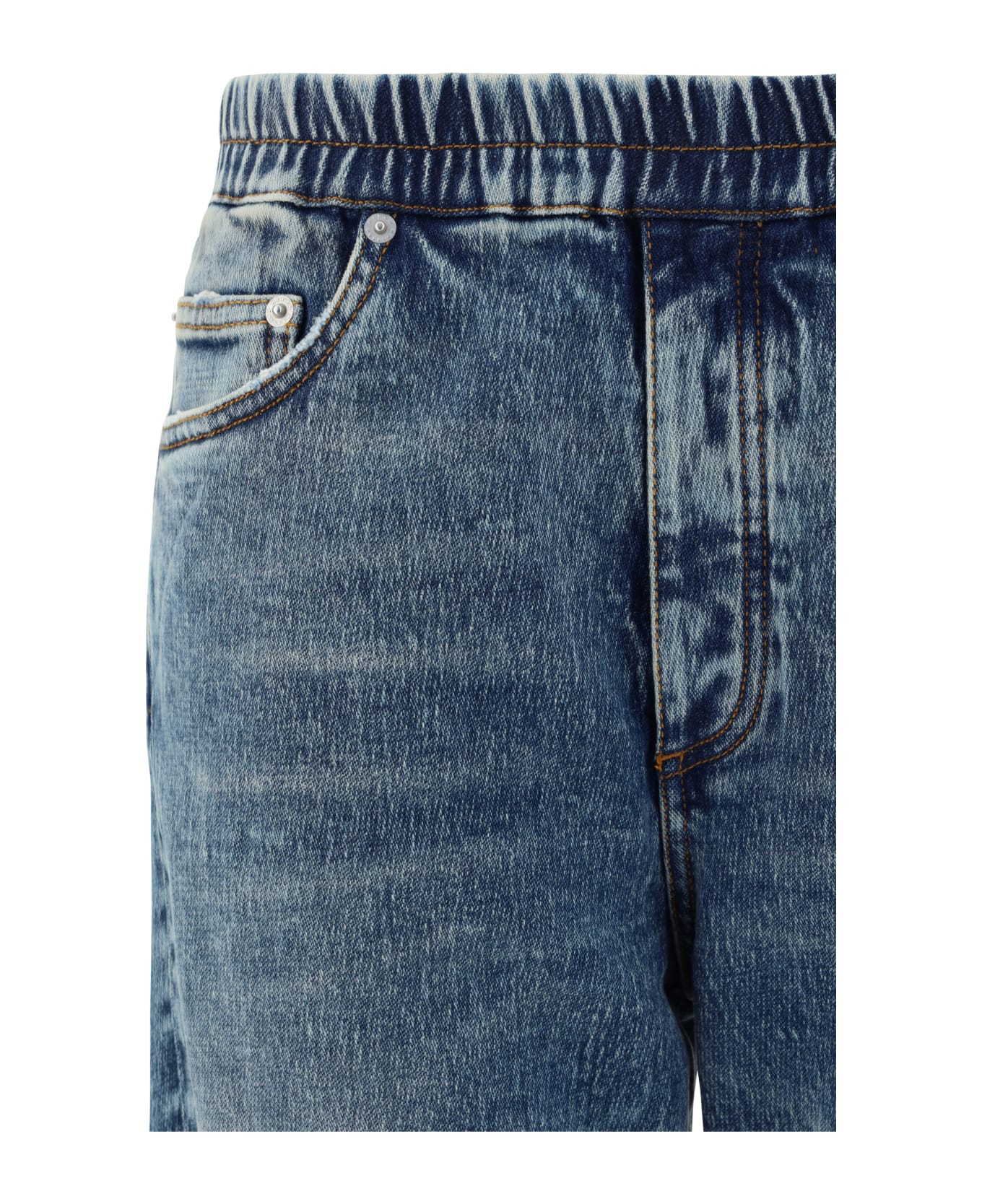 HERON PRESTON Elastic Waisted Wide-leg Jeans - Indigo デニム