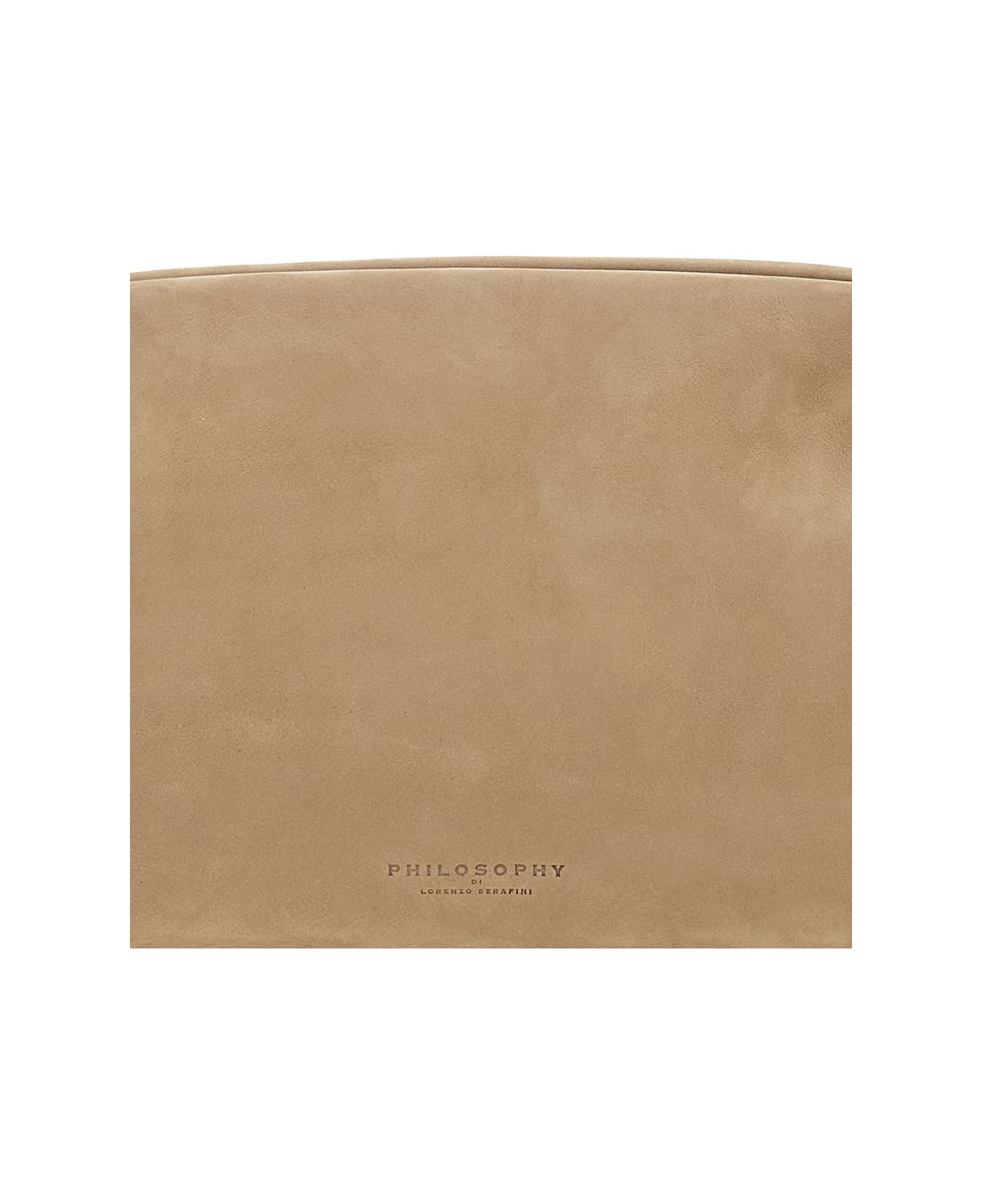 Philosophy di Lorenzo Serafini Beige Shoulder Bag With Logo Lettering On The Front And Removable Shoulder Strap In Leather Woman - Beige