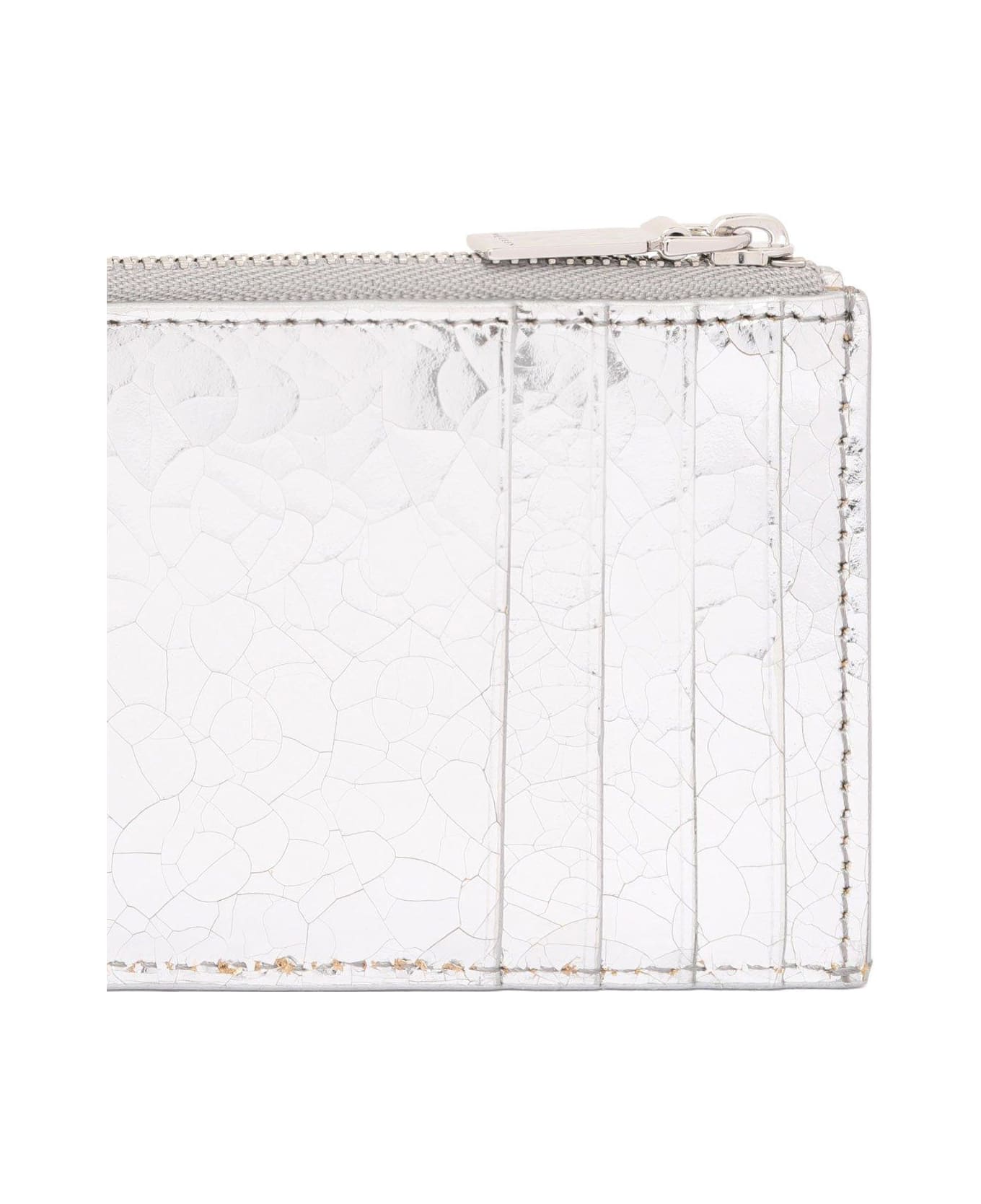 Alexander McQueen Logo Lettering Zipped Wallet - SILVER