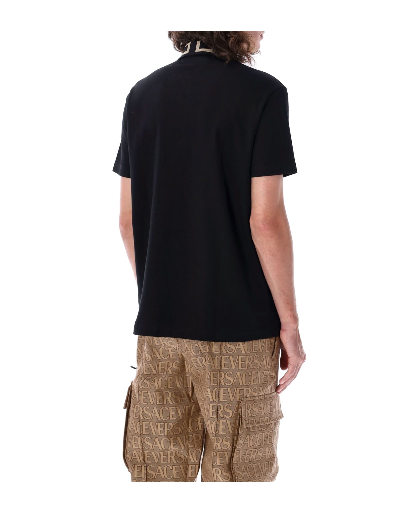 Versace Greca Short-sleeved Polo Shirt - BLACK ポロシャツ