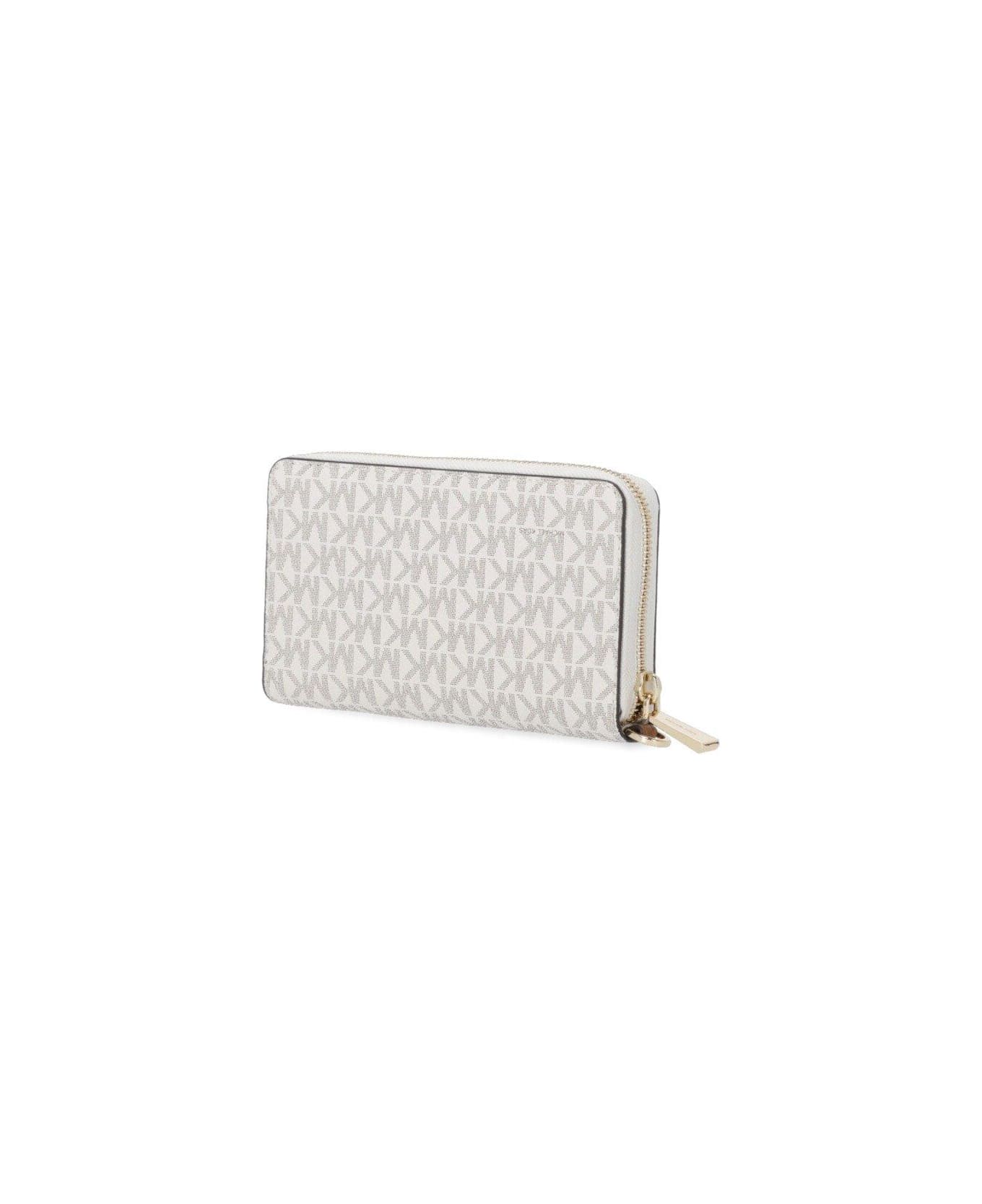 Michael Kors Monogram-print Zipped Wallet - Vanilla 財布