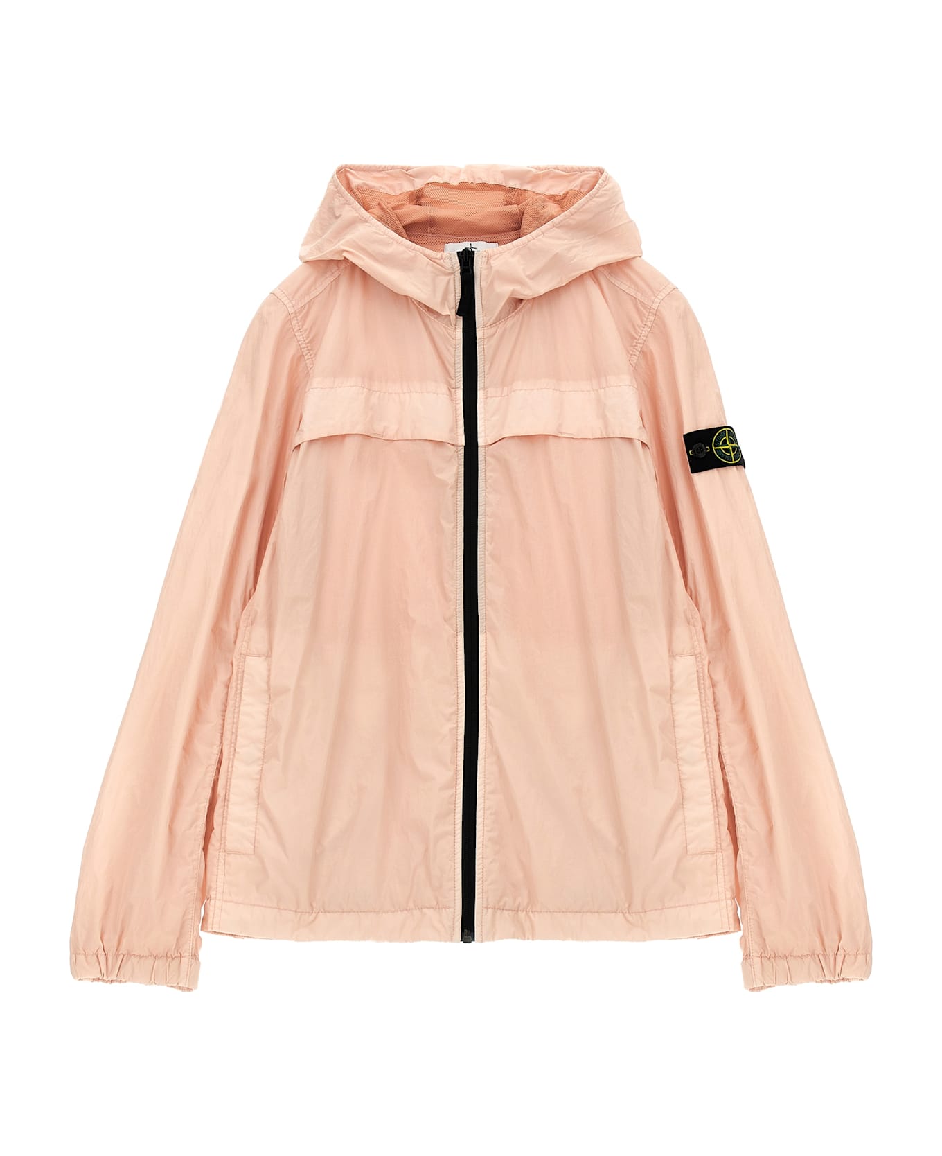 Stone Island Junior Logo Badge Hooded Jacket - Pink