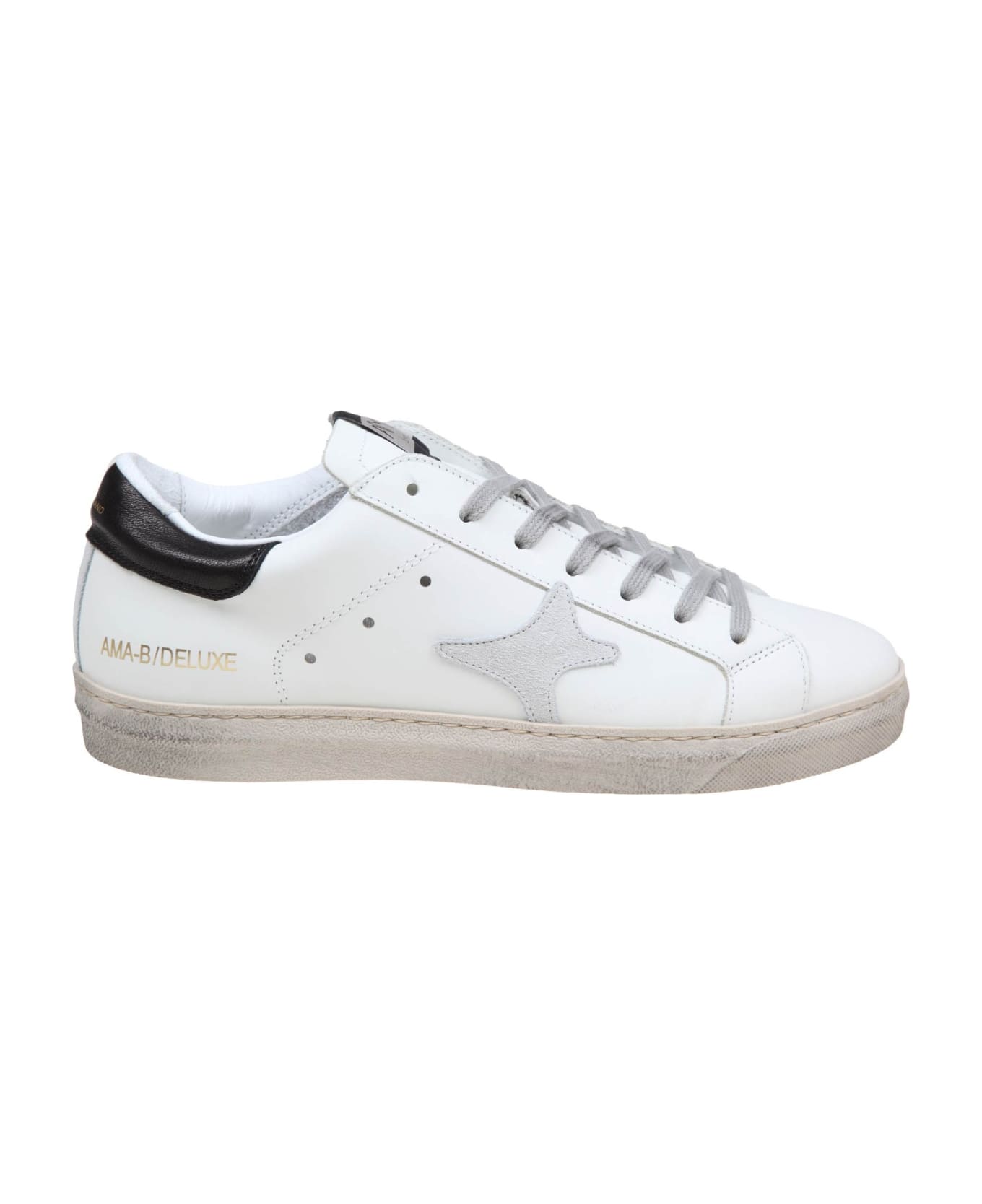 AMA-BRAND Black And White Leather Sneakers - white/black