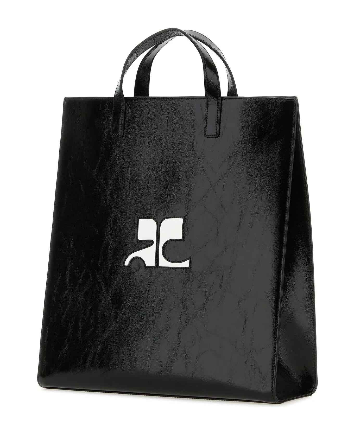 Courrèges Black Leather Heritage Shopping Bag - Black