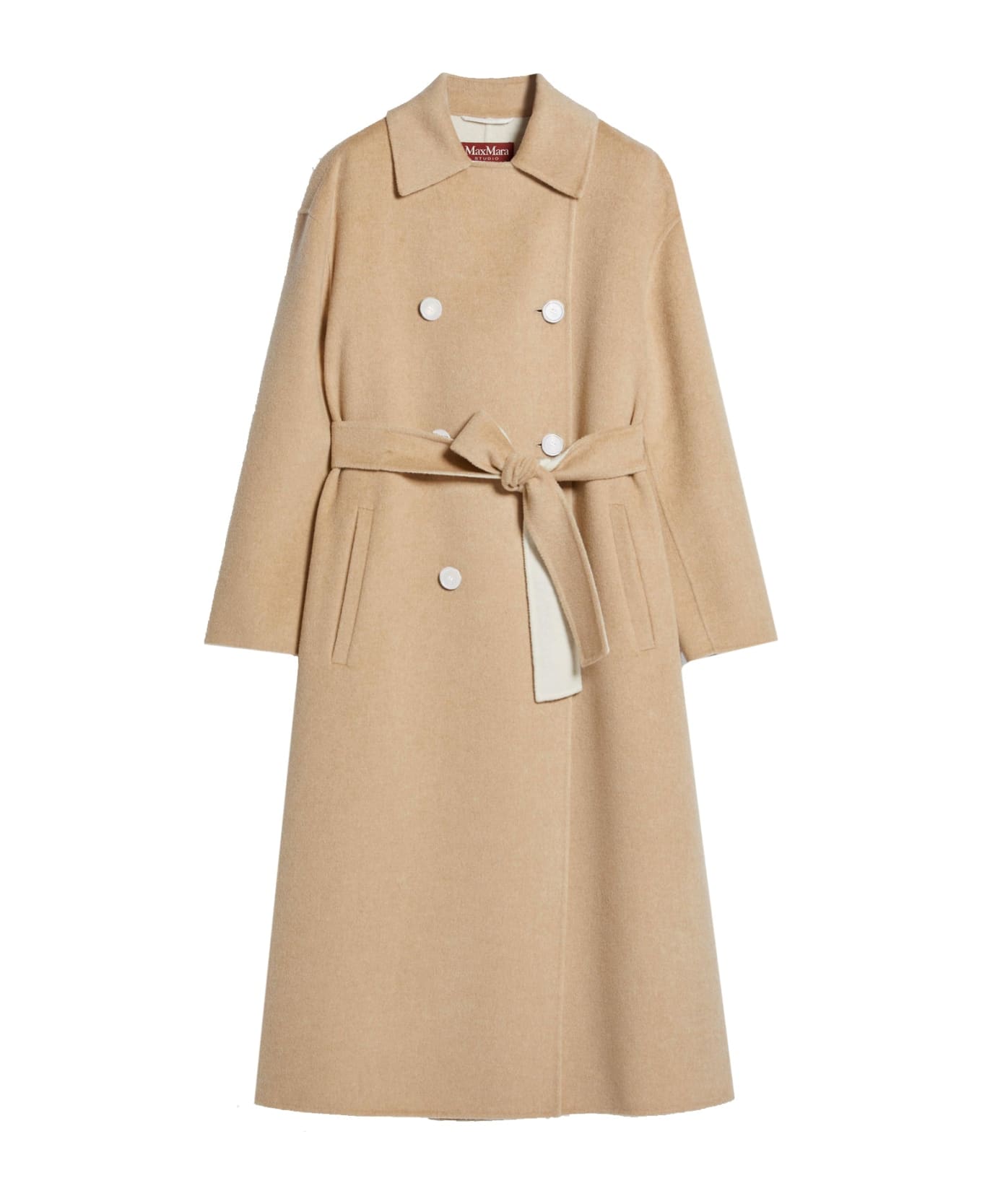 【送料&関税込】Max Mara Studio usa Coat Max Mara Max Mara Studio Belted Long-Sleeved Coat - Jackets