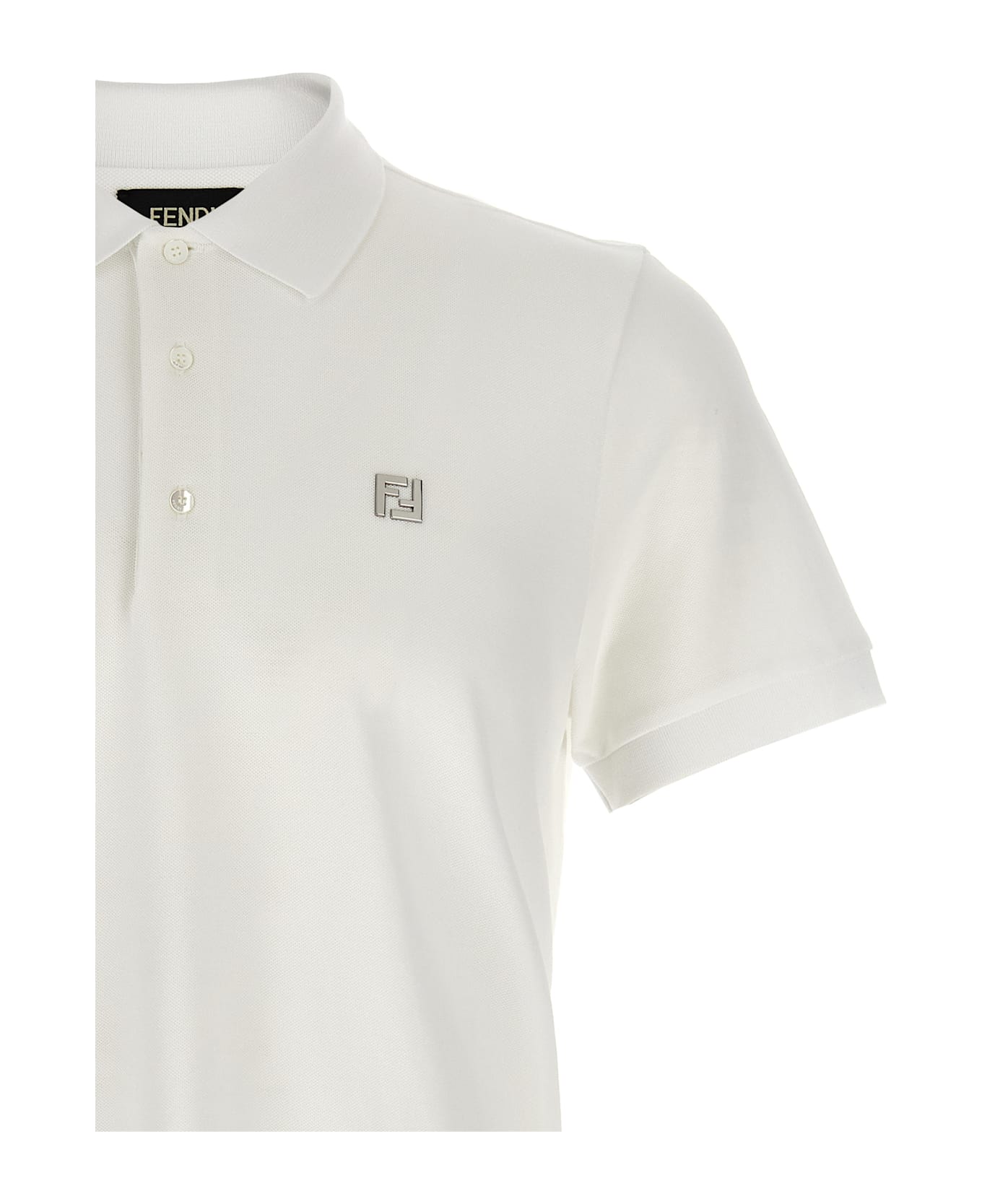 Fendi Ff Metallic Logo Polo Shirt - BIANCO
