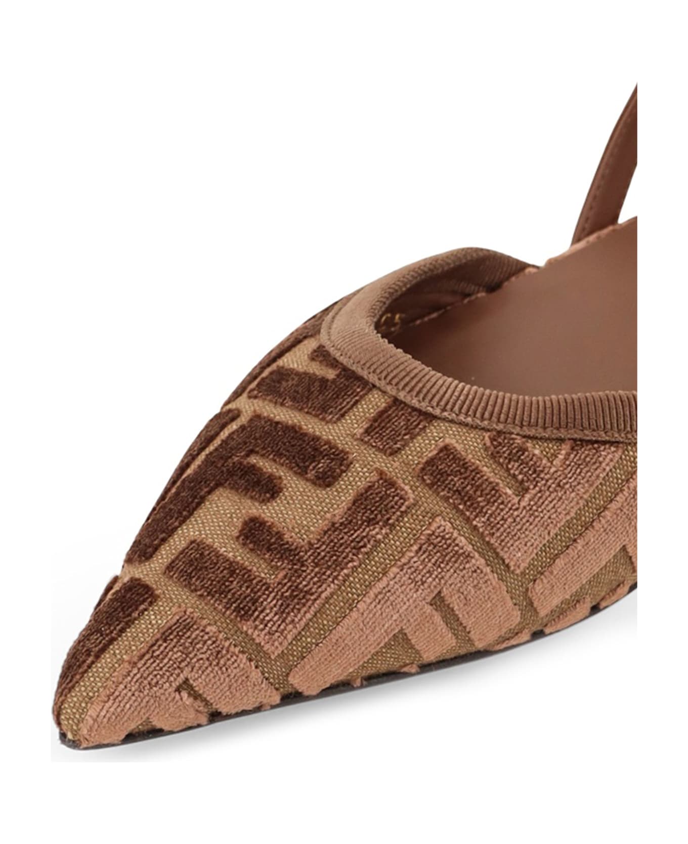 Fendi Ff Jacquard Velvet Slingback Ballerinas - BEI.CHOCO+GIAND+CIOC