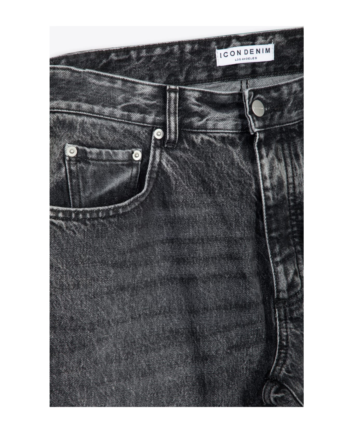 Icon Denim Man Jeans Five pockets faded black jeans - Kanye - Denim nero