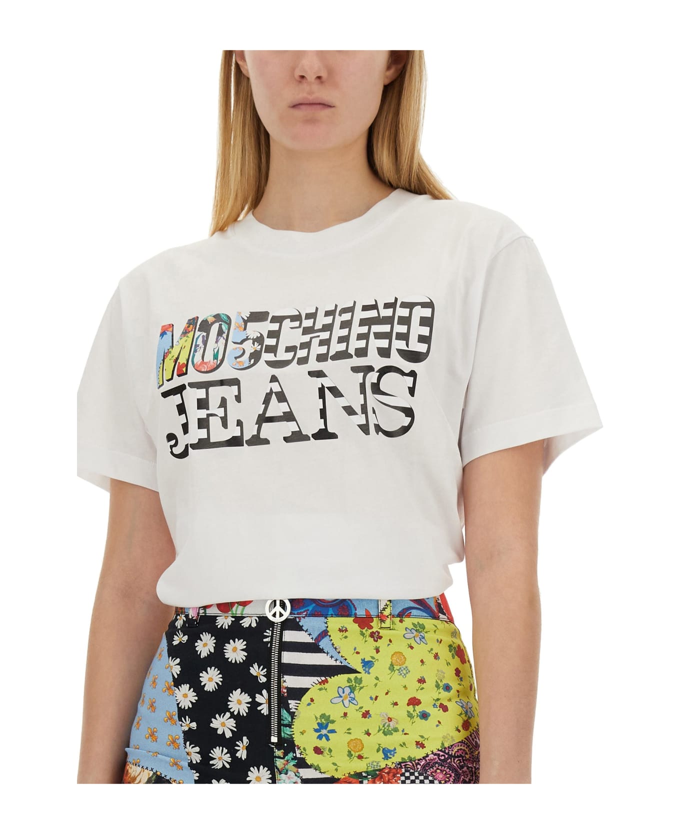 M05CH1N0 Jeans T-shirt With Logo - White