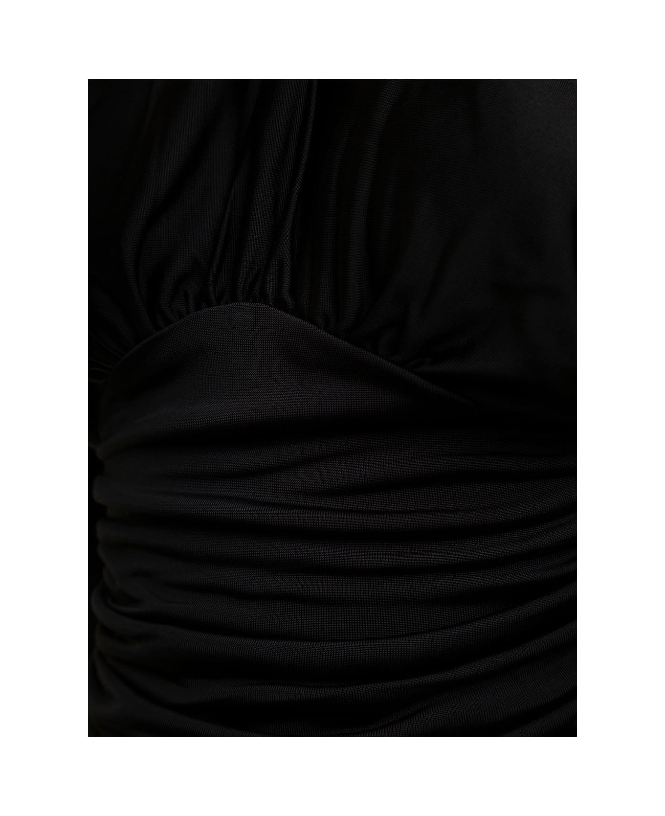 Saint Laurent Woman's Stretch Jersey Long-sleeved Top With Back Uncovered - Nero