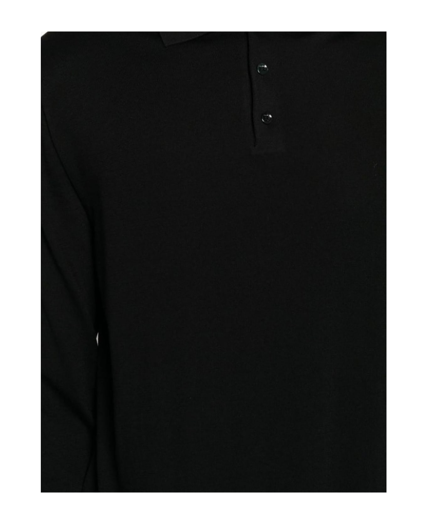 Malo Black Virgin Wool Polo Shirt - Black