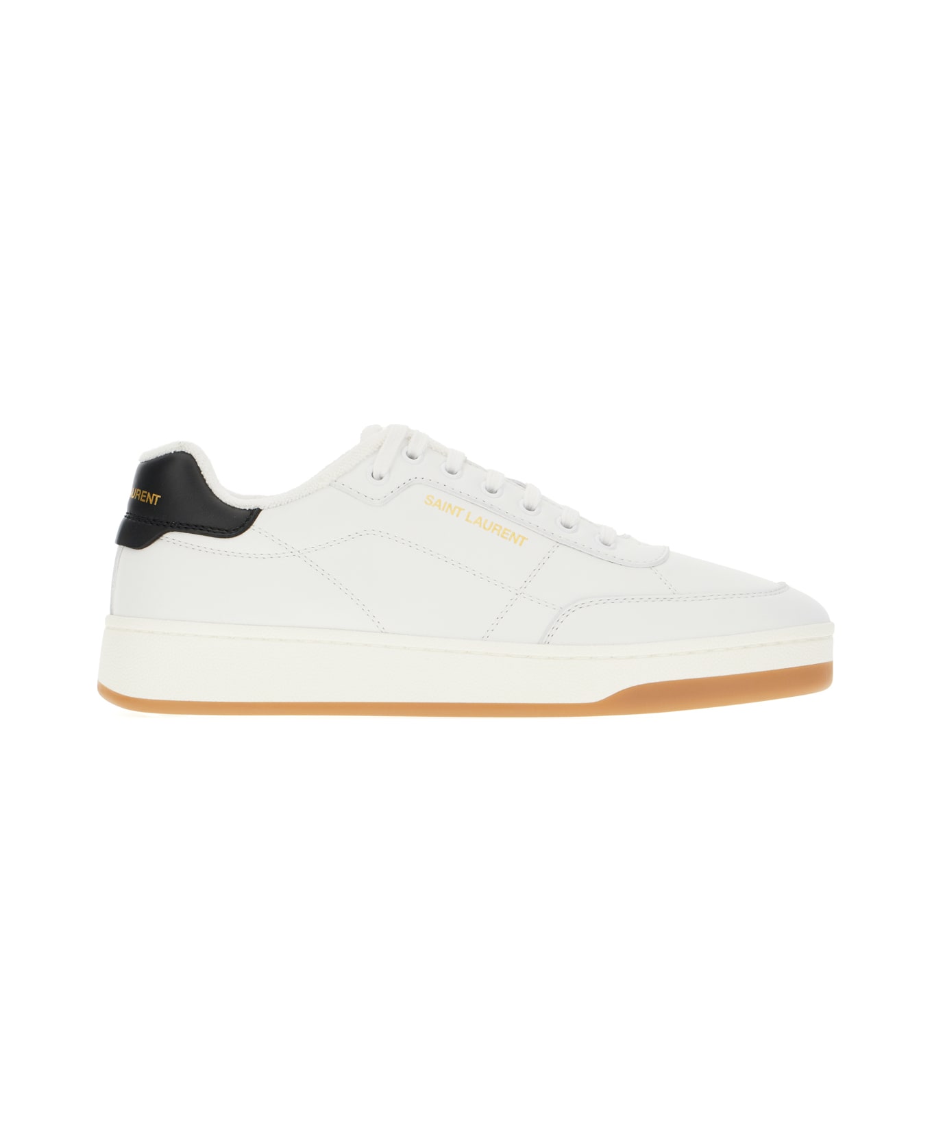 Saint Laurent White Leather Sl/61 Sneakers - BLANC OPTIQUE NERO