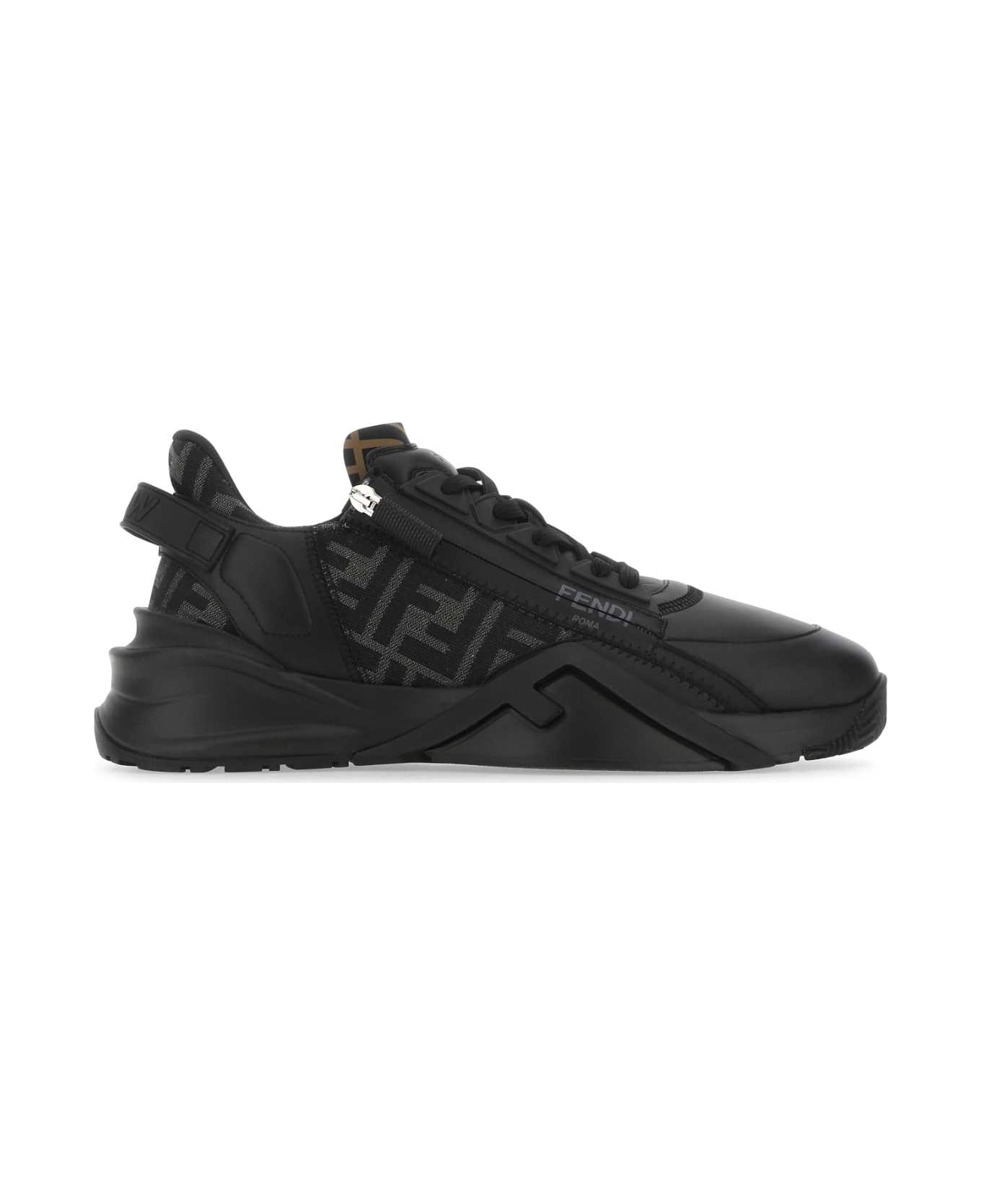 Fendi Multicolor Leather And Fabric Flow Sneakers - F1DV5