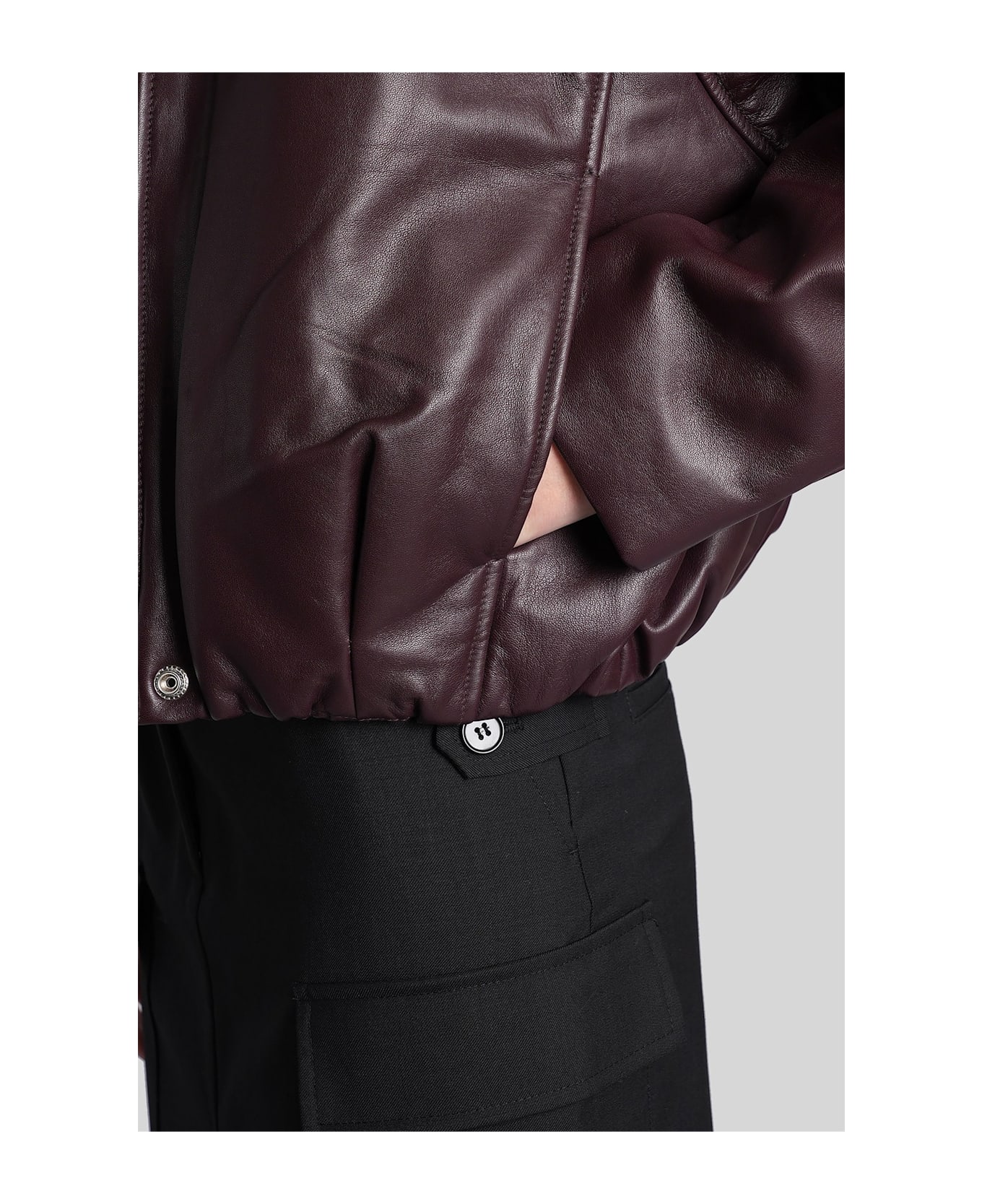 IRO Leather Bomber In Bordeaux Leather - bordeaux