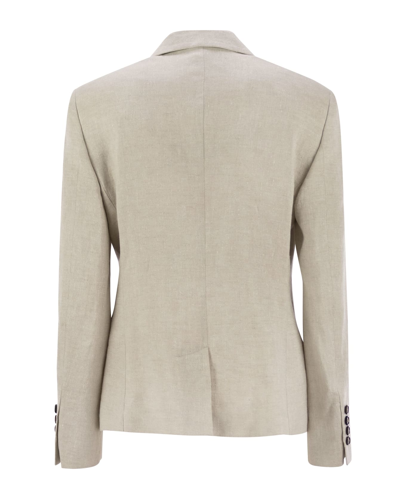 Brunello Cucinelli Sparkling Linen Canvas Jacket With Jewellery - Beige