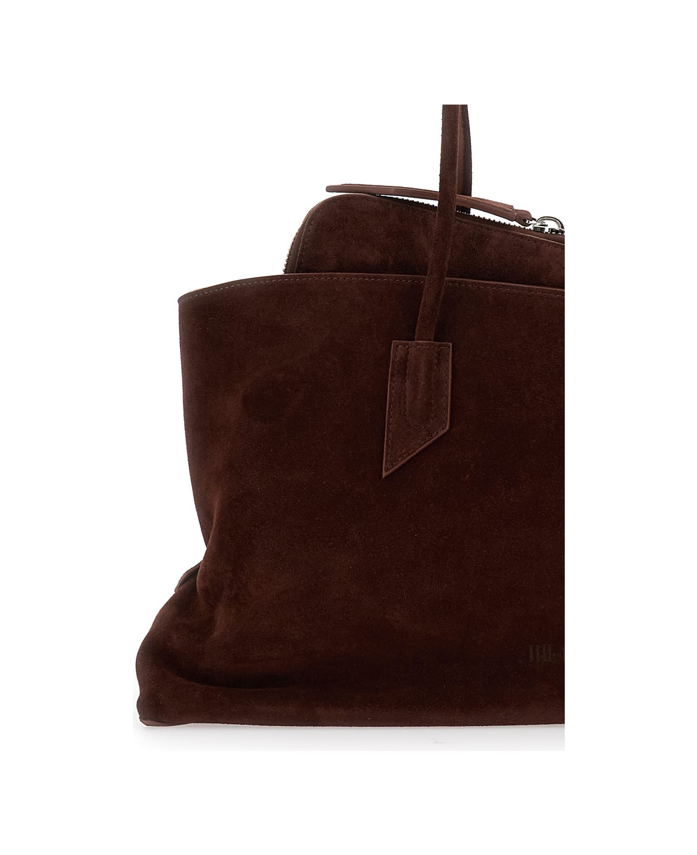 The Attico 
la Passeggiata
 Brown Shoulder Bag With Two Top Handles In Leather Suede Woman - Brown