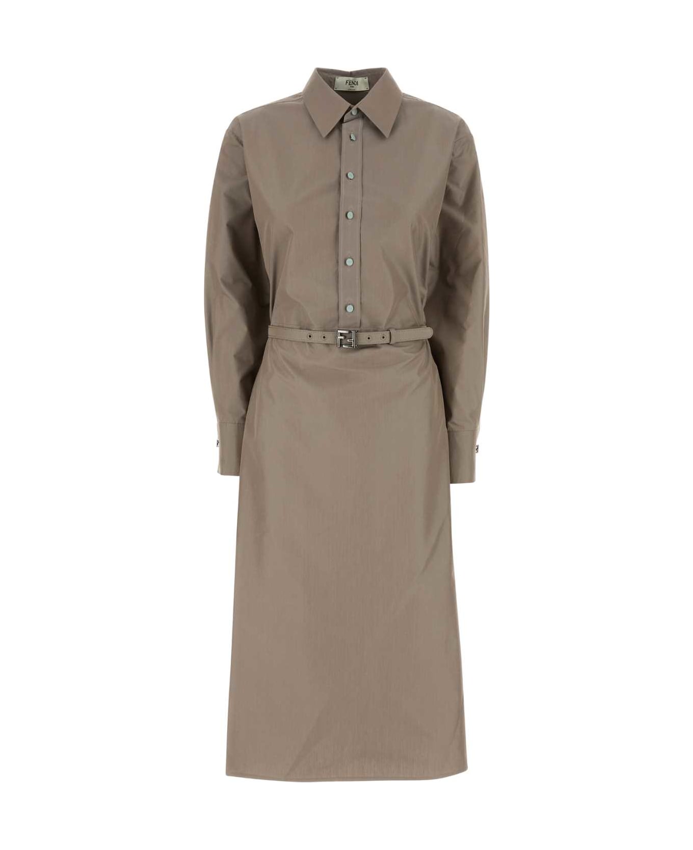 Fendi Cappuccino Poplin Shirt Dress - GREY